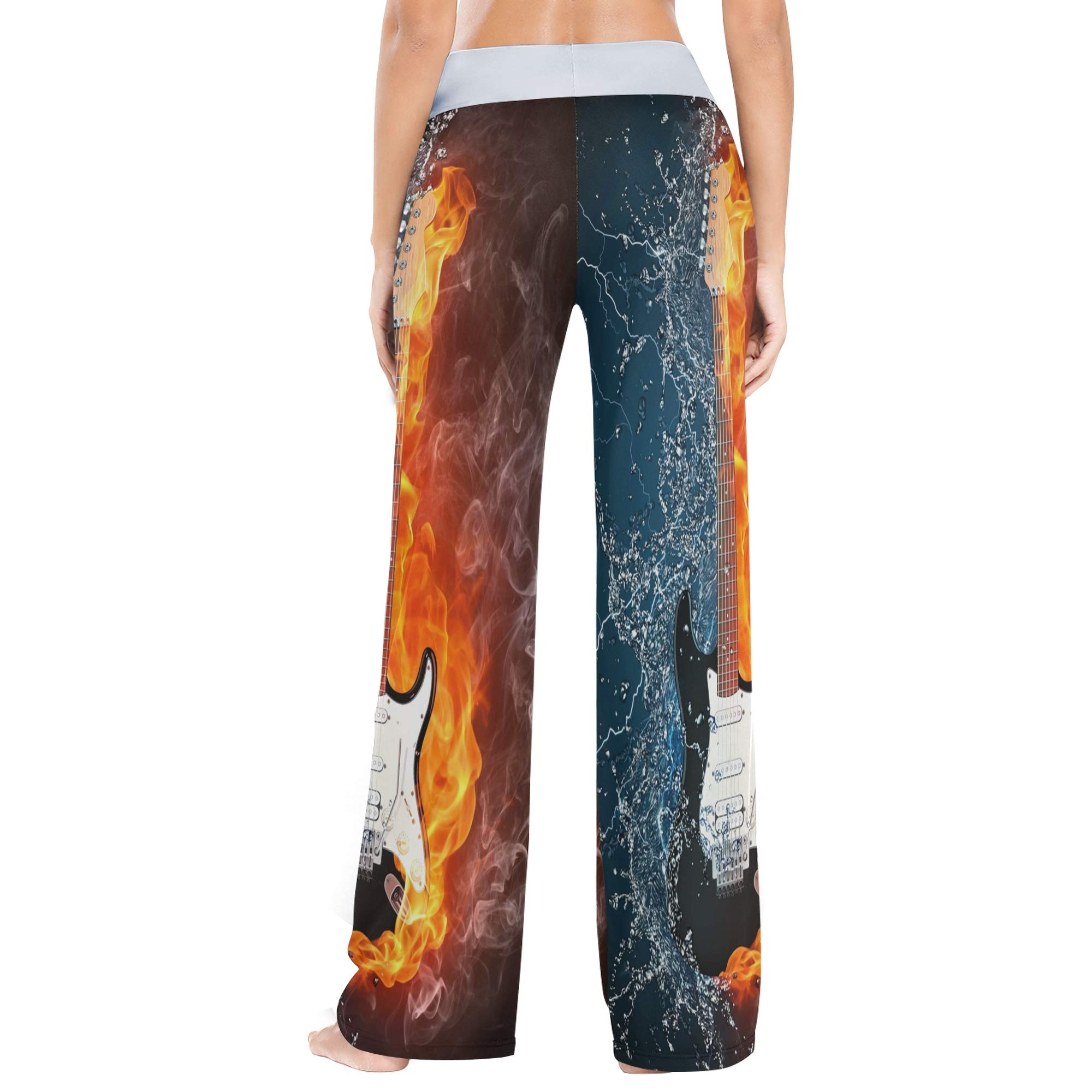 ALAZA Women's Electric Guitar Print Pajama Pants - Soft Stretchy Lounge Pants with Wide Leg Design for Sleepwear, Yoga & Casual Wear