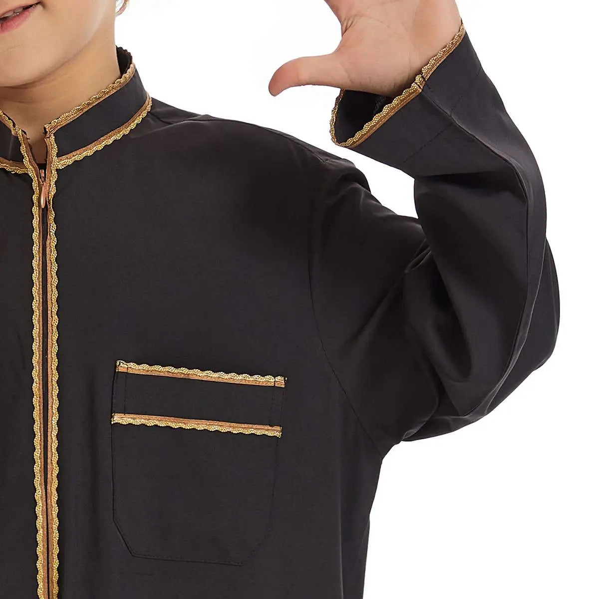 Premium Middle Eastern Arab Boy Thobe Thawb - Traditional Islamic Zipper Robe for Kids - Perfect for Eid, Weddings & Special Occasions