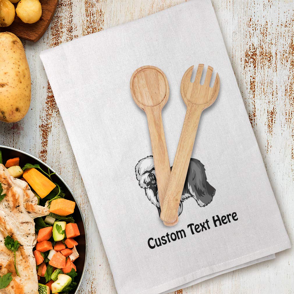 Custom Printed Old English Sheepdog Kitchen Towels - Pet Lover's Dish Towels for Cleaning & Decor - Perfect for Kitchen, Bathroom & Gift Giving