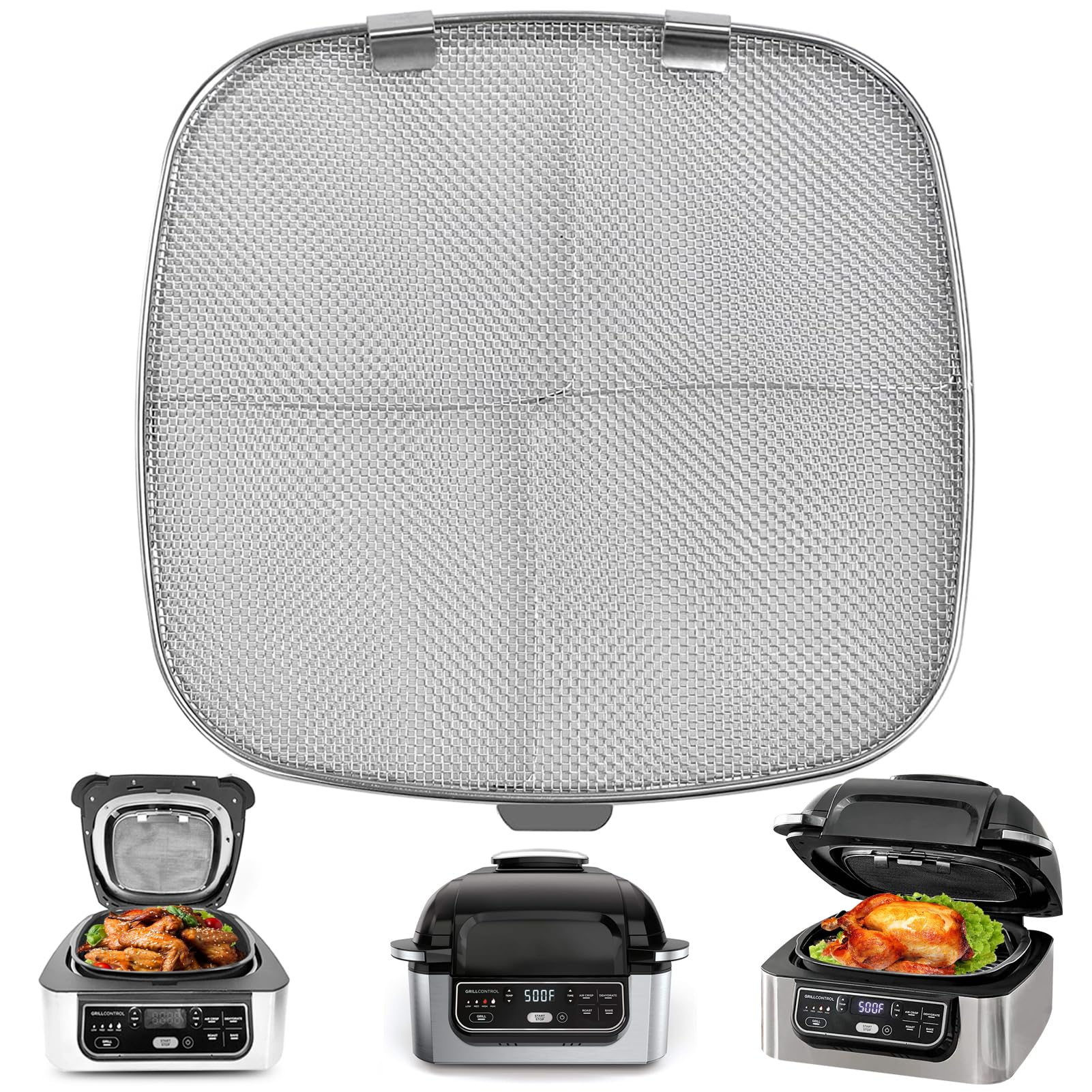 Stainless Steel Splatter Shield for Ninja Foodi AG301 | Fine Mesh Splatter Screen Replacement Part | Compatible with Ninja Foodi 5-in-1 Indoor Grill & Air Fryer Models AG300, AG300C, AG301C, AG302, AG400 | Perfect for Grease Protection & Mess-Free Cooking