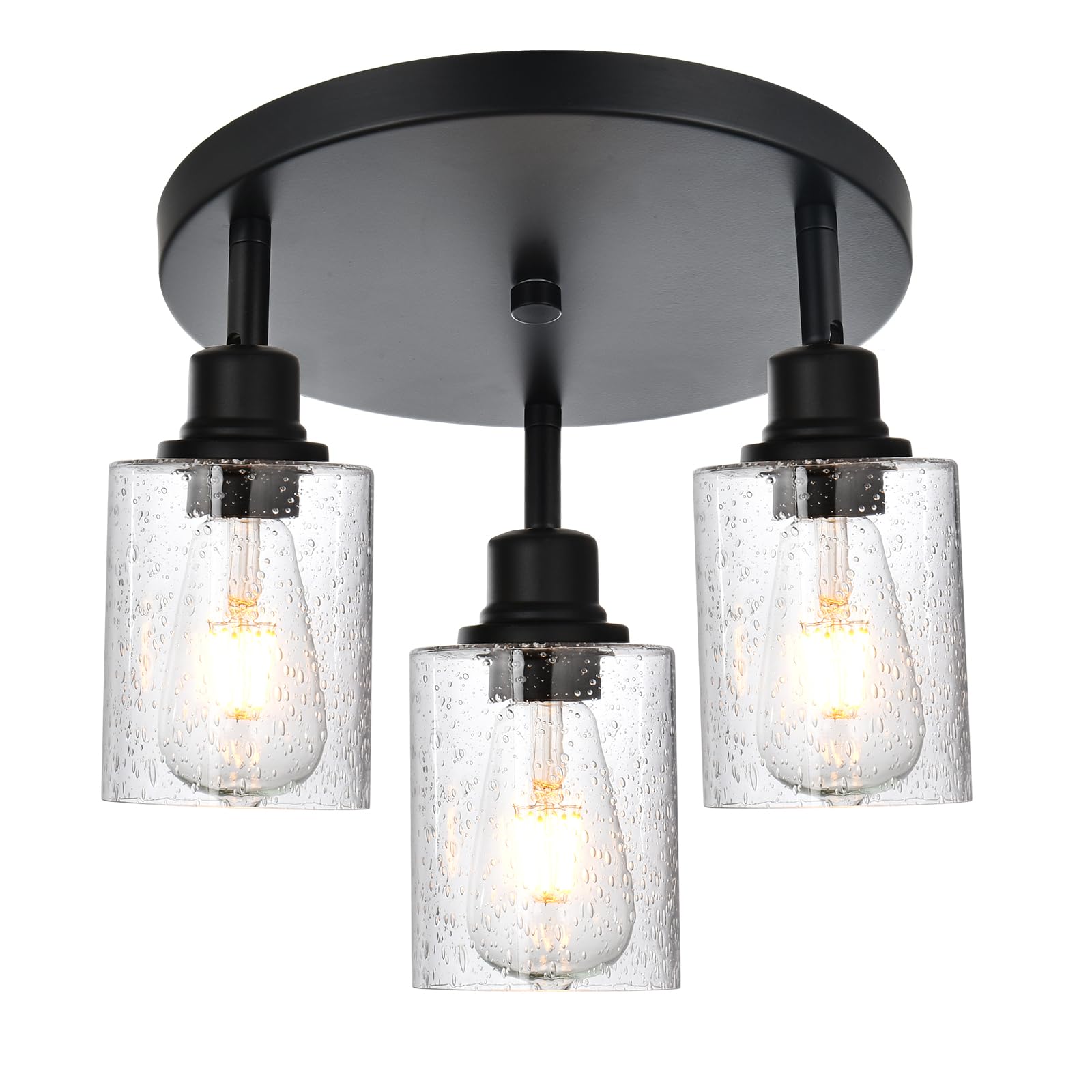 3-Light Modern Black Track Lighting Fixture with Adjustable Rotating Heads - Industrial Ceiling Spotlight for Kitchen, Dining Room, Hallway, Closet & Dorm Room Lighting