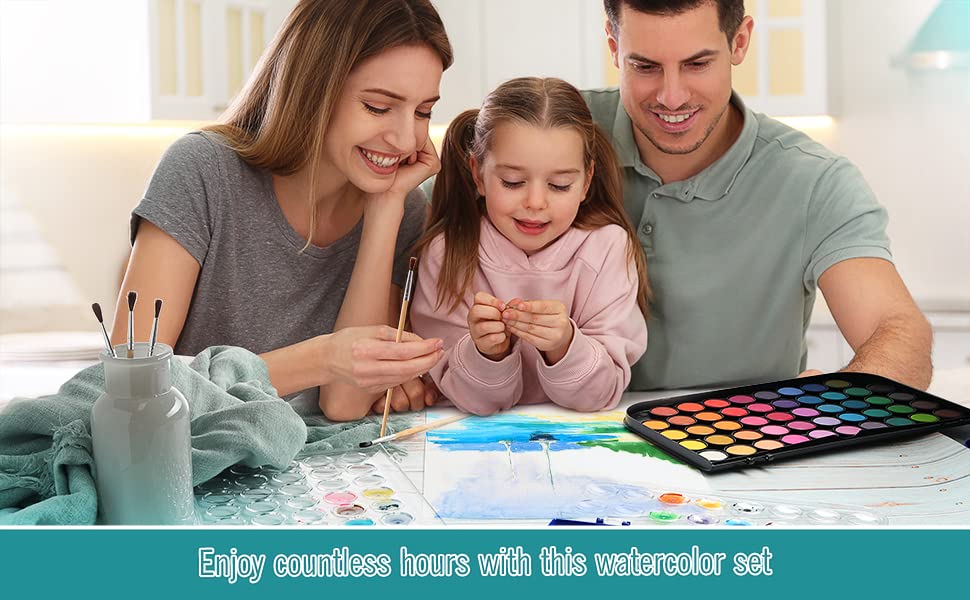 28-Color Washable Watercolor Paint Set with Palette & Brush - Non-Toxic Art Supplies for Kids, Beginners & Artists - Perfect for Classroom, Home Painting & DIY Craft Projects