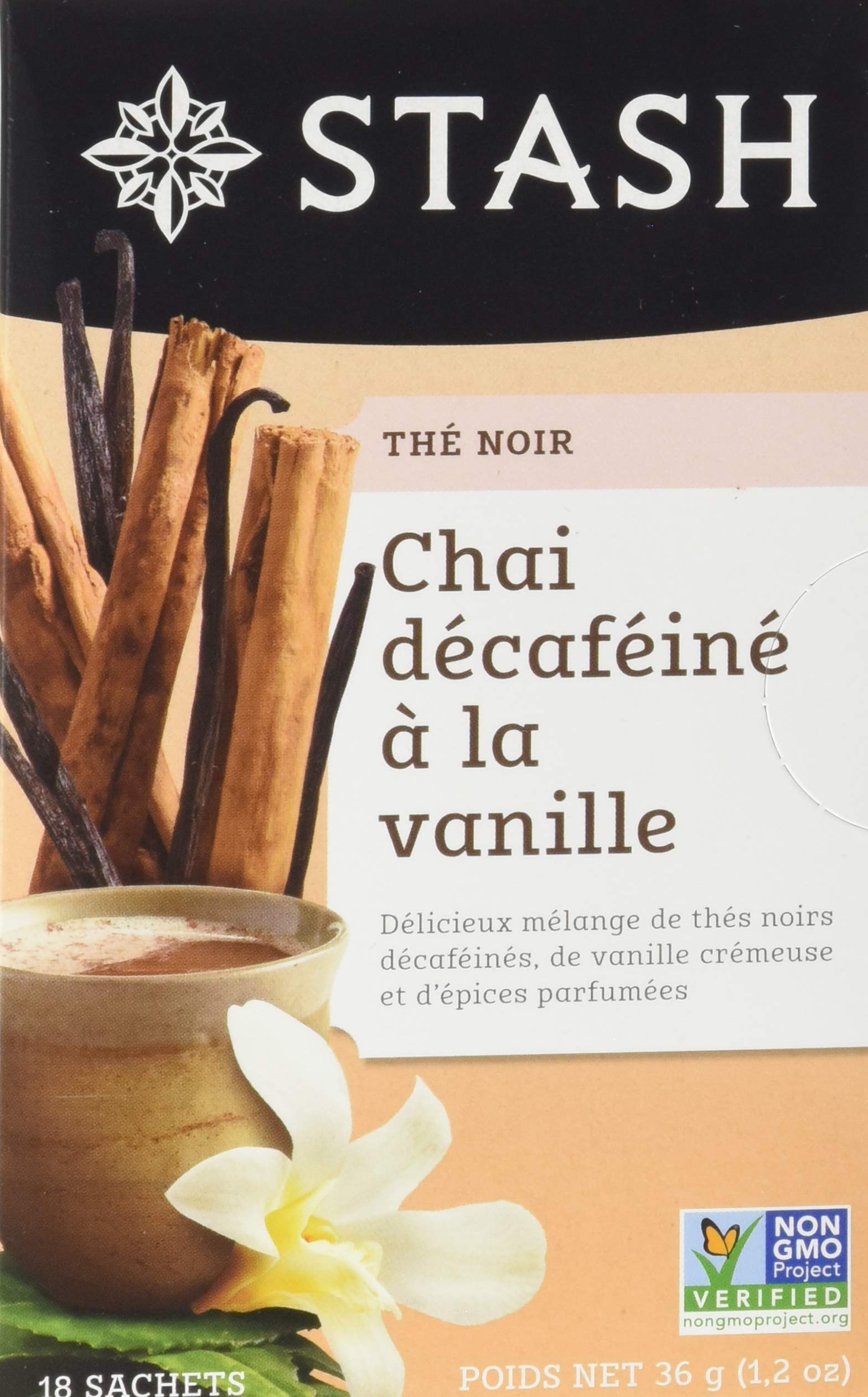 Decaf Vanilla Chai Tea Bags - Stash Tea 6 Boxes (108 Tea Bags Total) | Caffeine-Free Herbal Tea for Relaxation, Evening & Bedtime | Perfect for Stress Relief & Cozy Moments