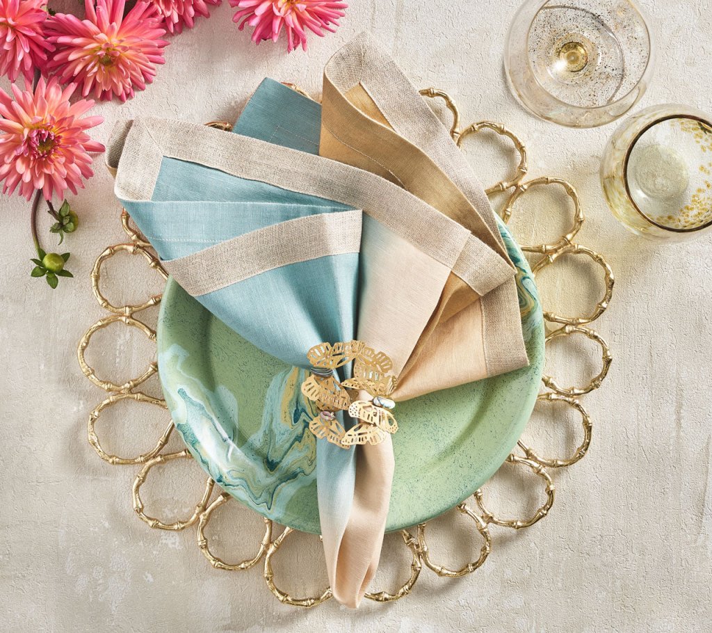 Cool Tone Dip Dye Napkins - Set of 4 Cotton Dinner Napkins for Modern Table Setting, Party Decor & Wedding Reception
