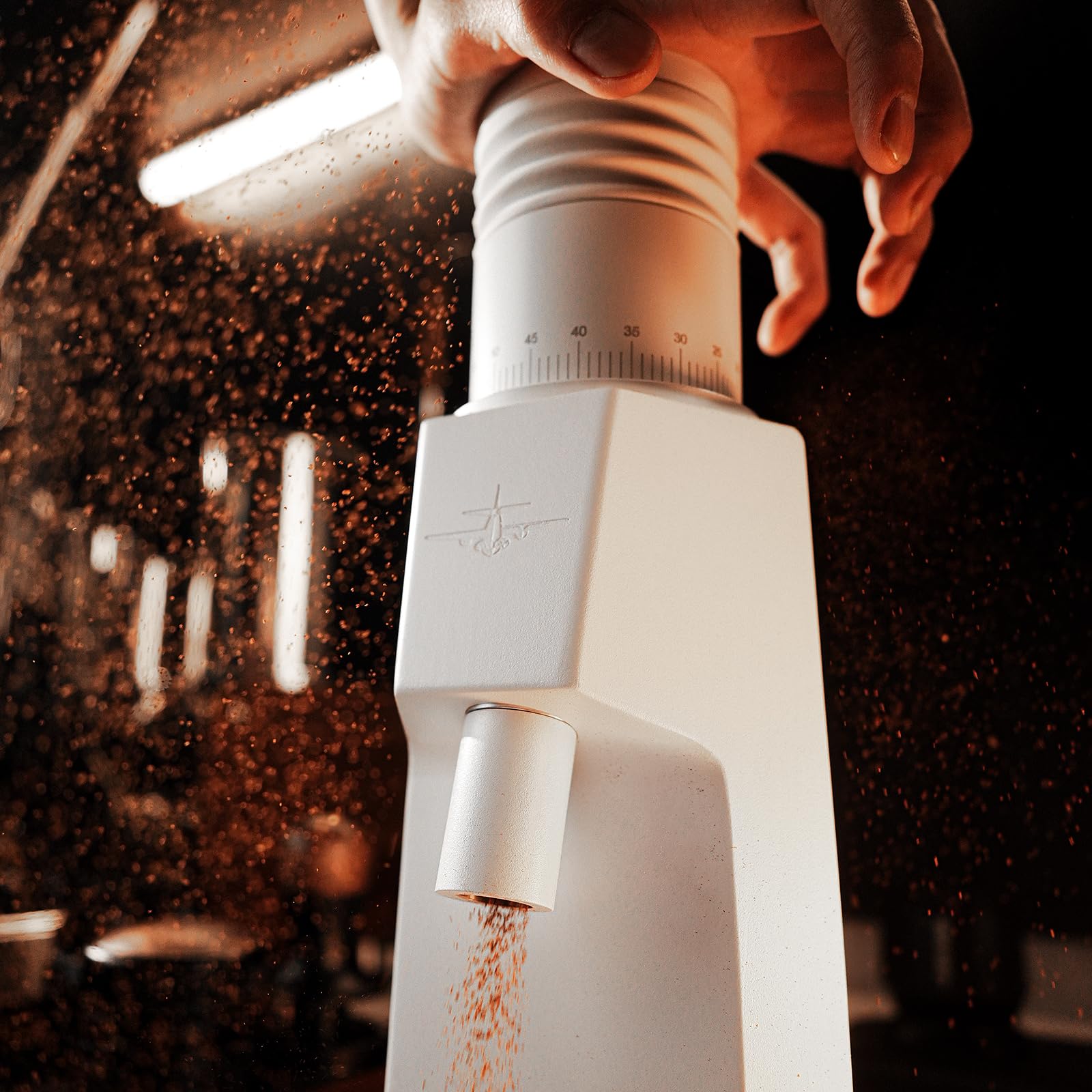 Premium Electric Conical Burr Coffee Grinder with Airtight Canister - Adjustable Grind Size for Espresso, Drip & French Press - Compact Countertop Design for Home & Office Use (White)