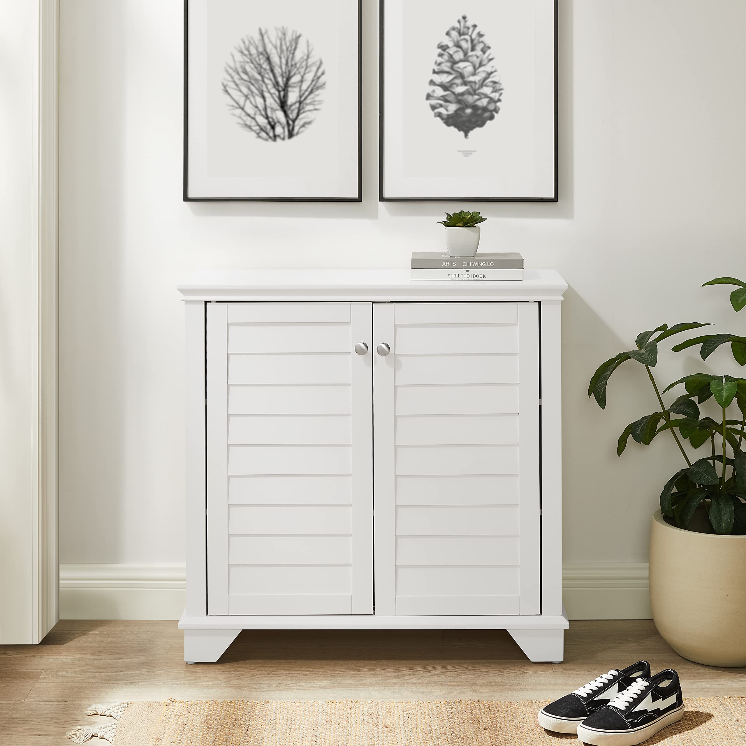 Crosley Lydia White Accent Storage Cabinet - Kitchen Buffet, Living Room Bar, Entryway Organizer | Stylish Home Decor for Dining & Entertainment Spaces