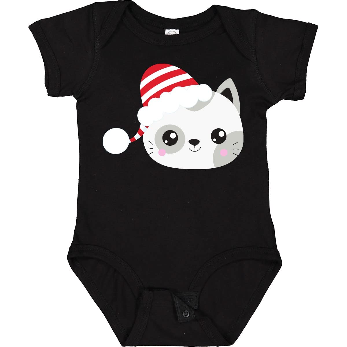 Inktastic Christmas Cat Baby Bodysuit - Adorable Santa Hat Cat Design for Holiday Photos & Gifts | Perfect for Newborns, Infants & Toddlers