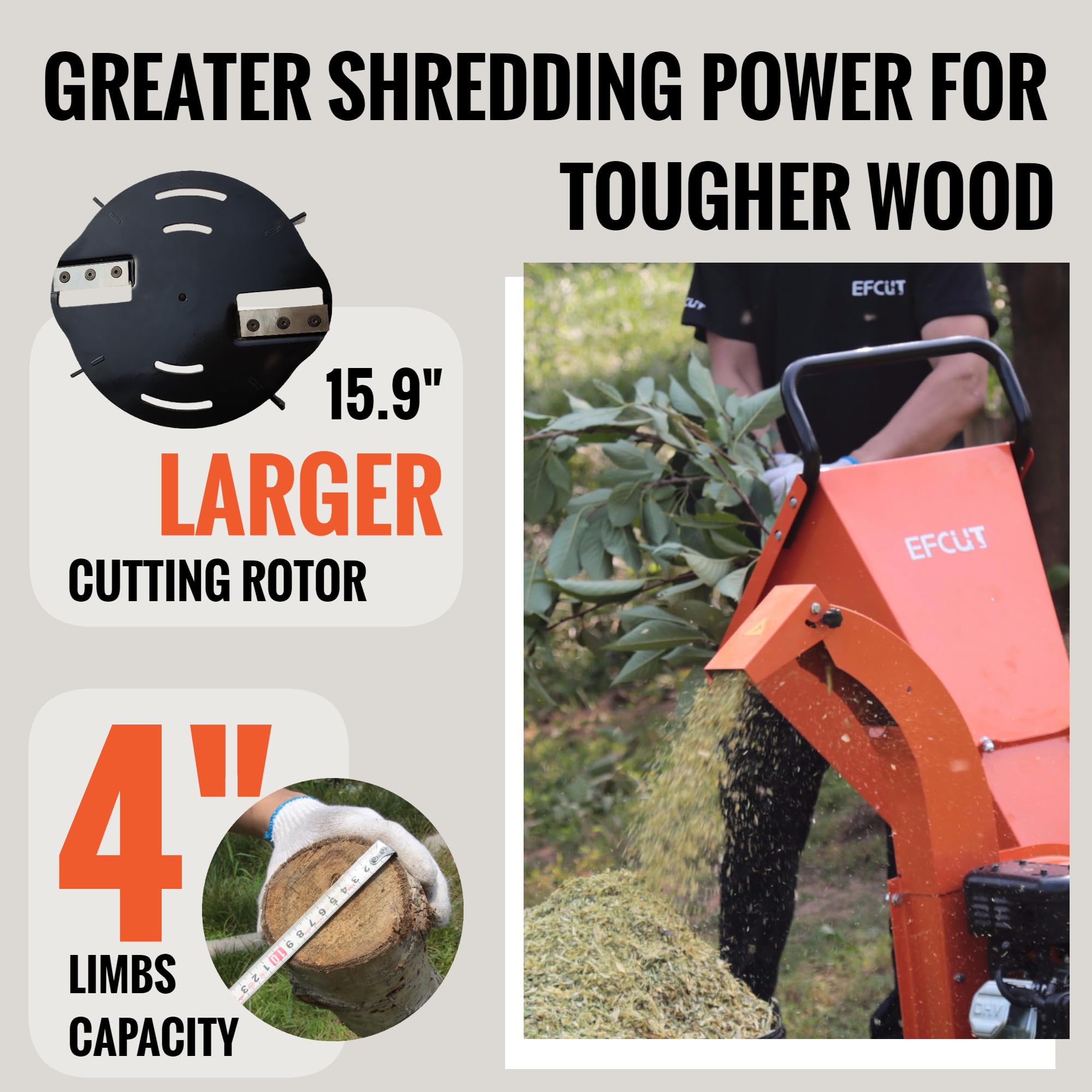 **9HP 274cc Gas Powered Wood Chipper Shredder - 4