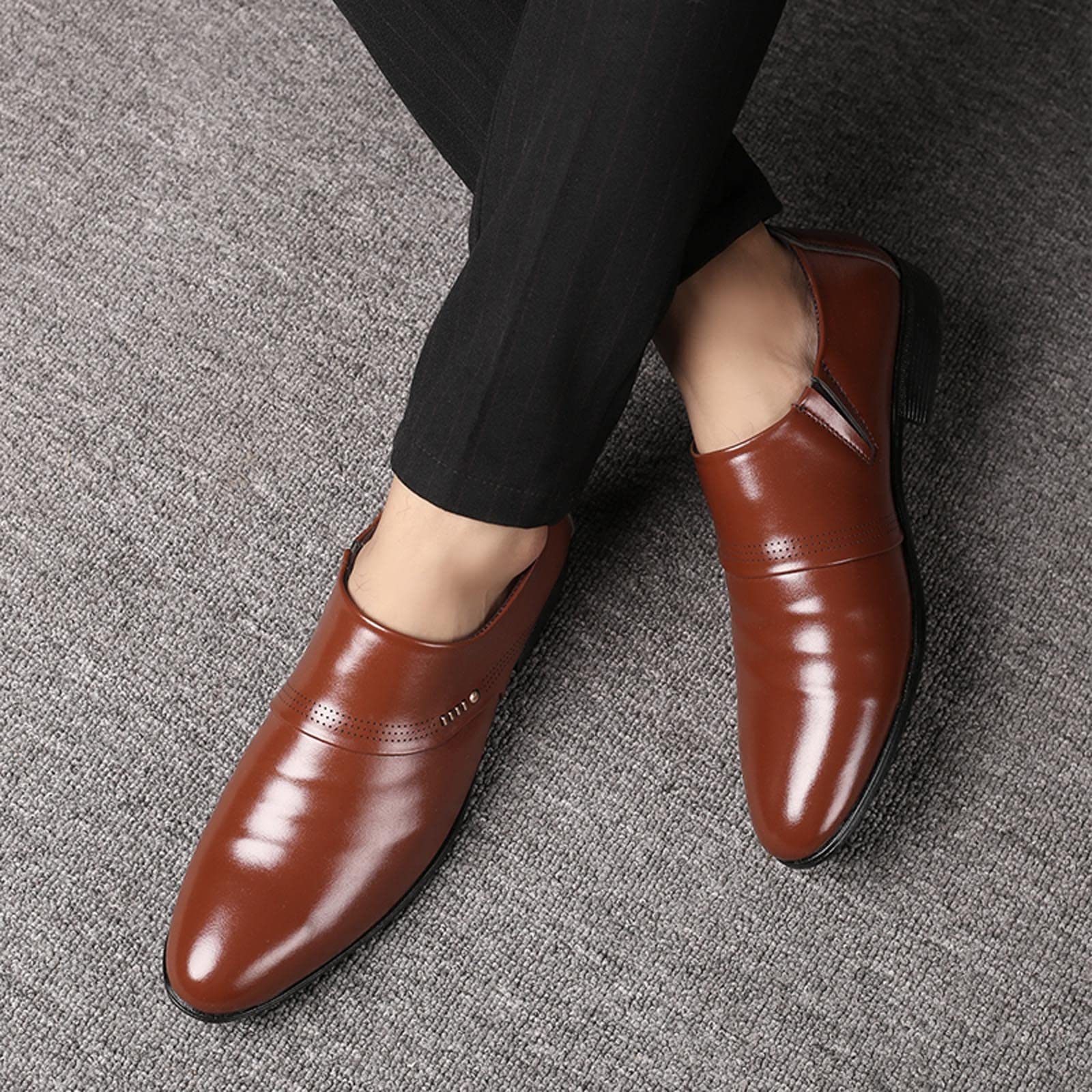 Breathable Comfortable Men's Slip-On Leather Business Casual Shoes - Non-Slip Winter Shoes for Office, Travel & Daily Wear