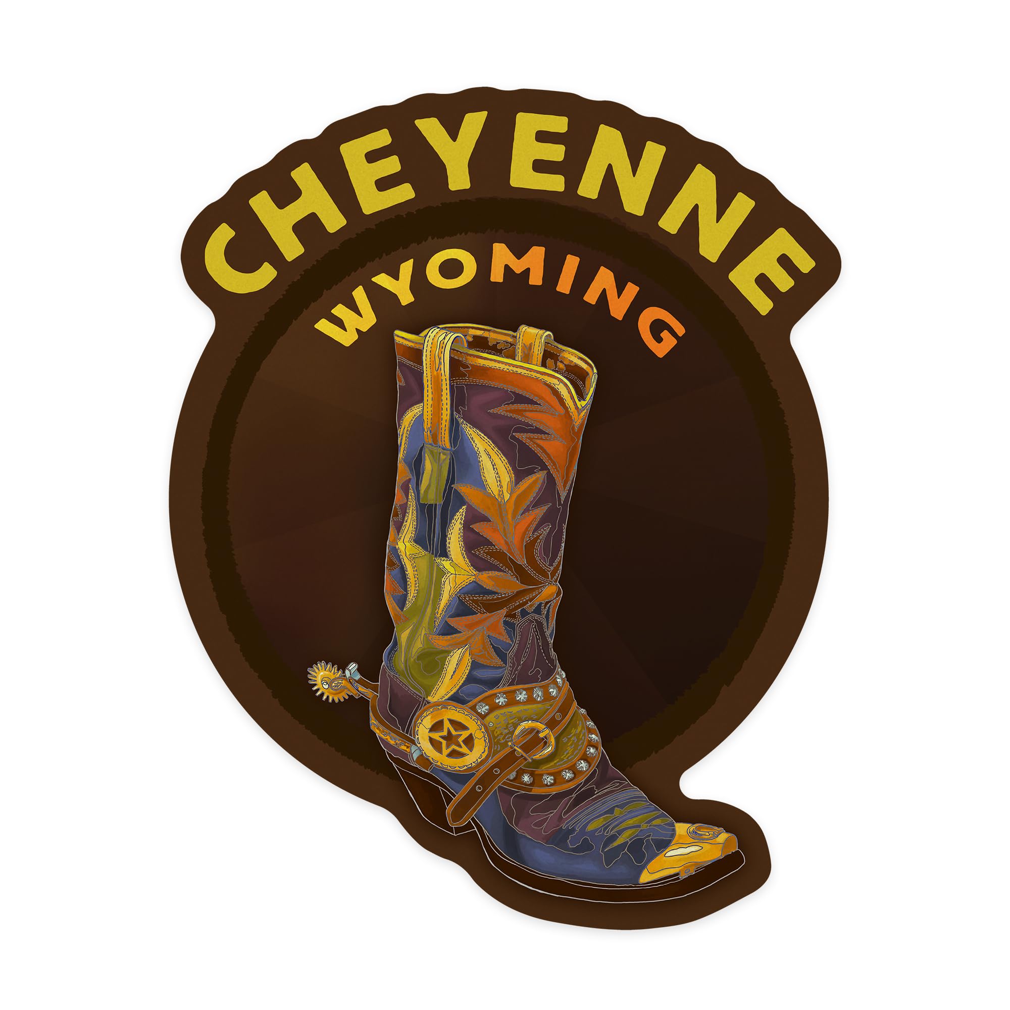 Custom Die Cut Vinyl Stickers of Cheyenne Wyoming Boot - 1 to 3 Inch Waterproof Decals for Cars, Laptops, Water Bottles & Coolers - Perfect for Personalizing Gifts, Travel Gear & Outdoor Equipment