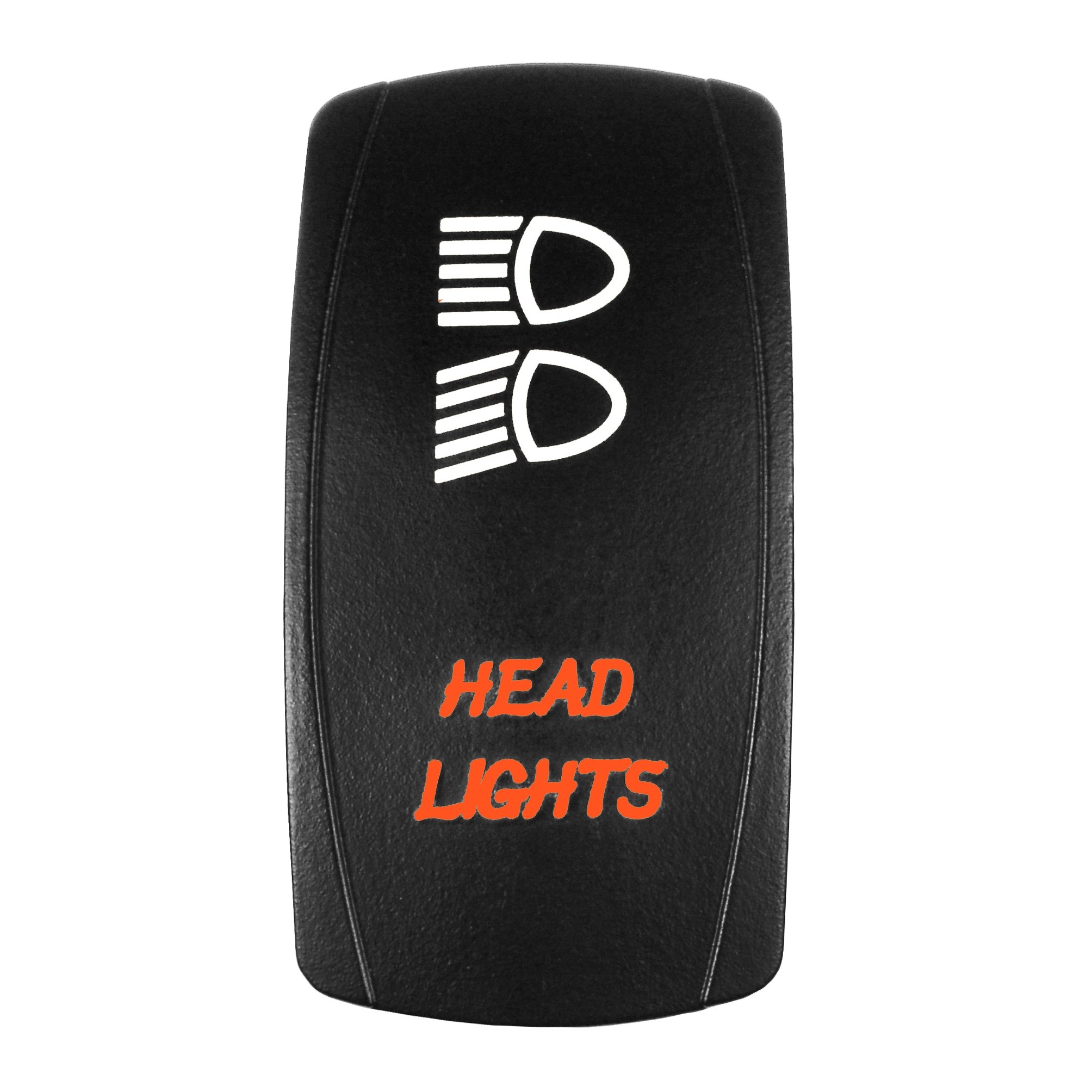 Universal 12V Laser Rocker Switch - 3 Position Off/On/On - Orange LED Headlight Control for Cars, Boats & RVs - Durable Waterproof Toggle for Automotive & Marine Applications