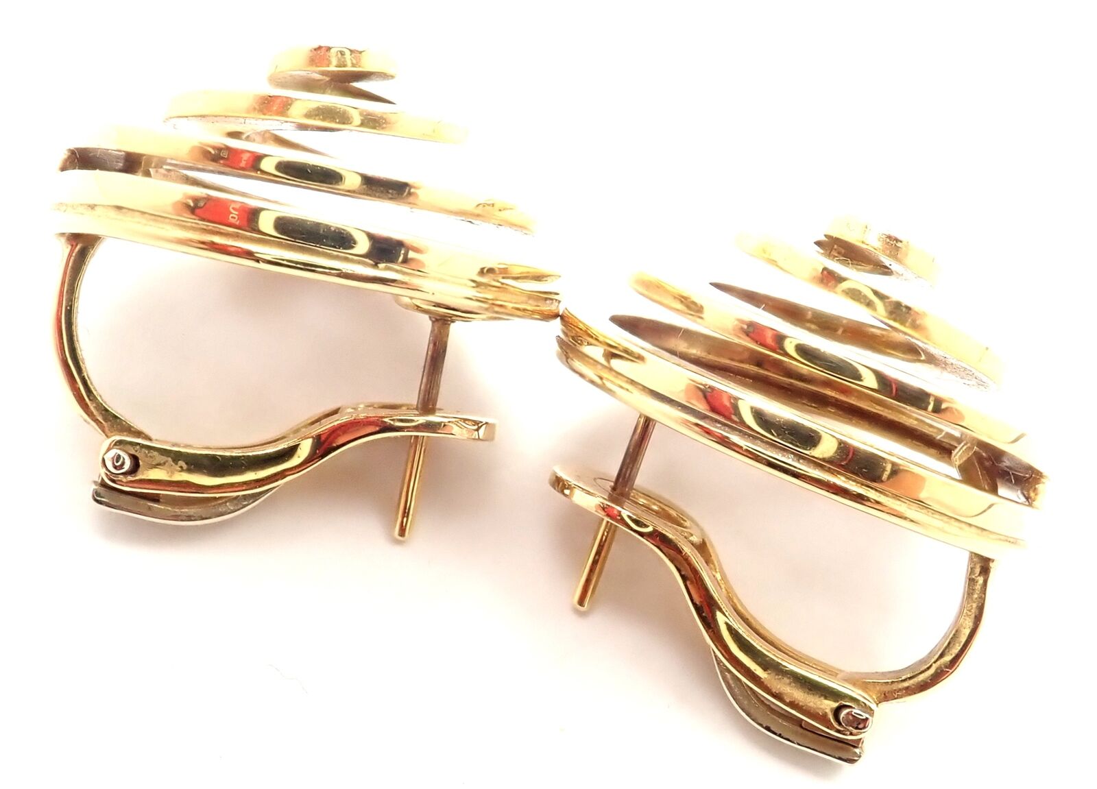 Authentic Vintage BULGARI BULGARI 18k Yellow Gold Swirl Earrings - Luxury Italian Jewelry for Women, Perfect for Weddings & Special Occasions