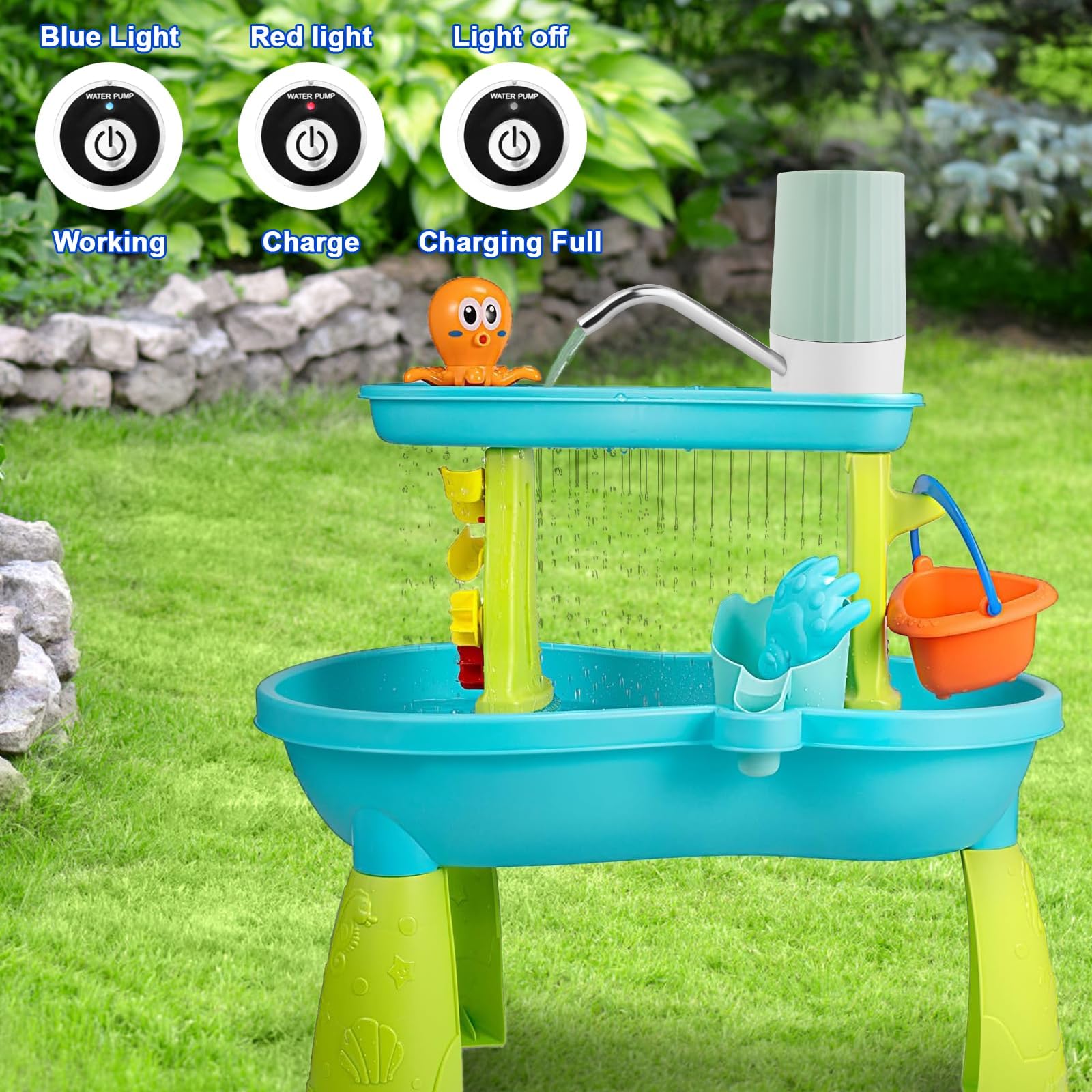 Upgraded Portable Mini Water Pump for Kids - Outdoor Water Play Table Accessories | Summer Splash Fun, Backyard Activities, Pool Toys & Garden Water Games
