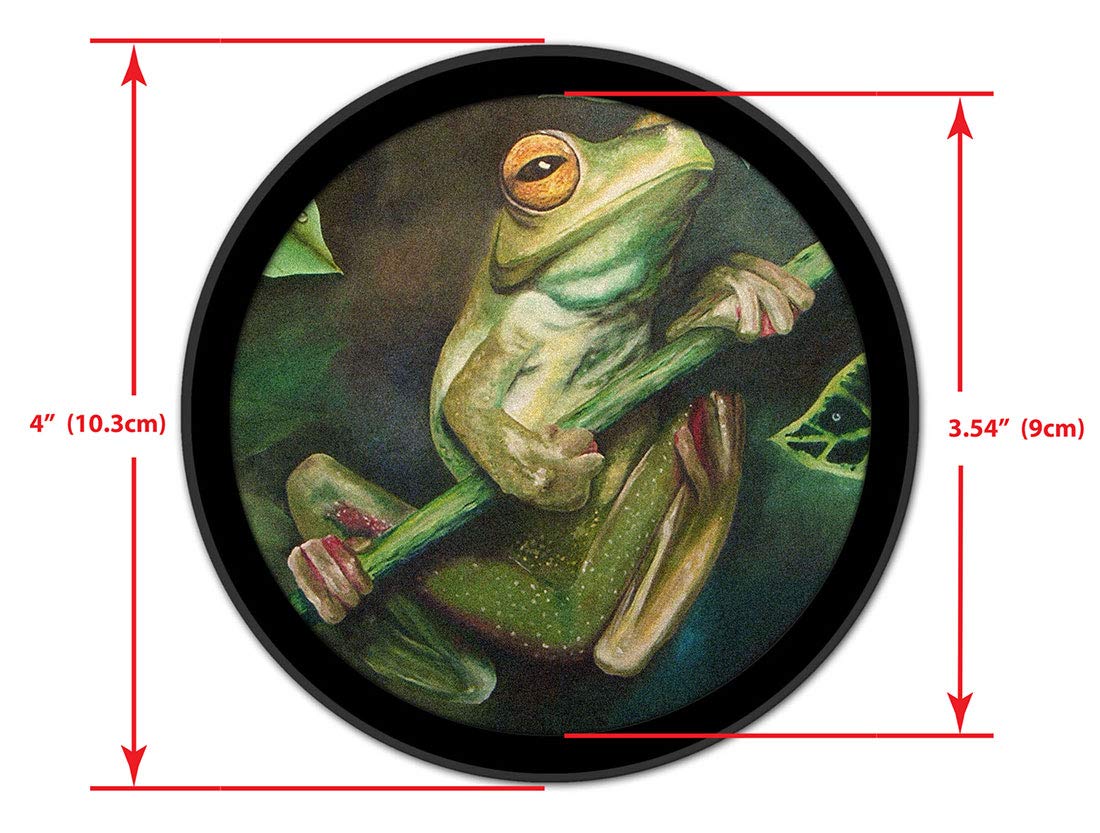 Non-Slip Silicone Drink Coasters with Removable Absorbent Felt Pads - Set of 4 - Yellow Eyed Tree Frog Design - Perfect for Home, Office, and Party Use