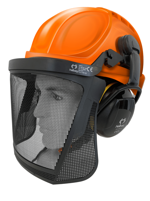 Armour Safety Helmet with Hellberg Earmuffs, Carrier & Mesh Visor Kit - EN397 Certified for Construction, Industrial & DIY Projects