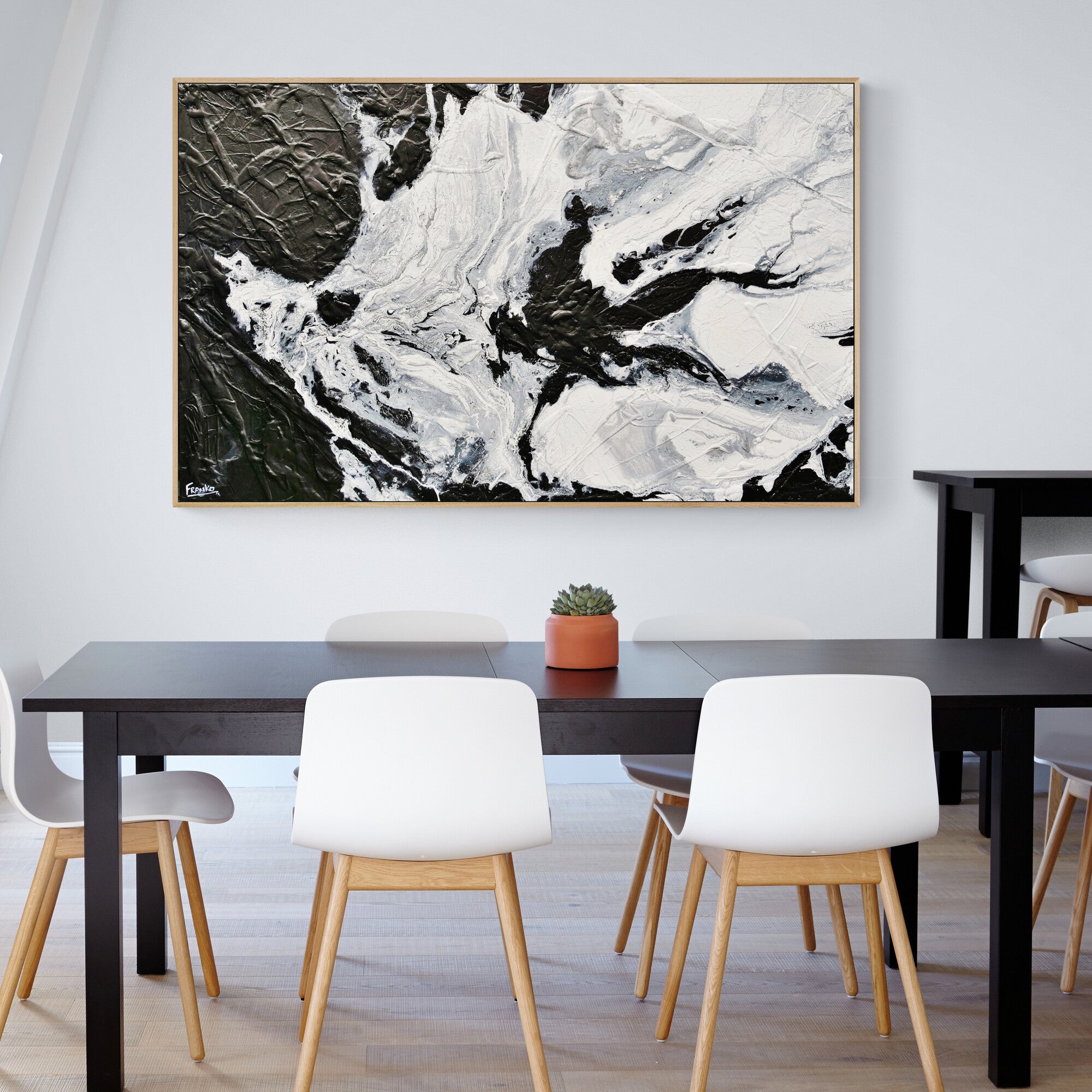 Black and White Textured Abstract Painting - 160cm x 100cm Modern Wall Art for Living Room, Bedroom & Office Decor | Large Canvas Artwork