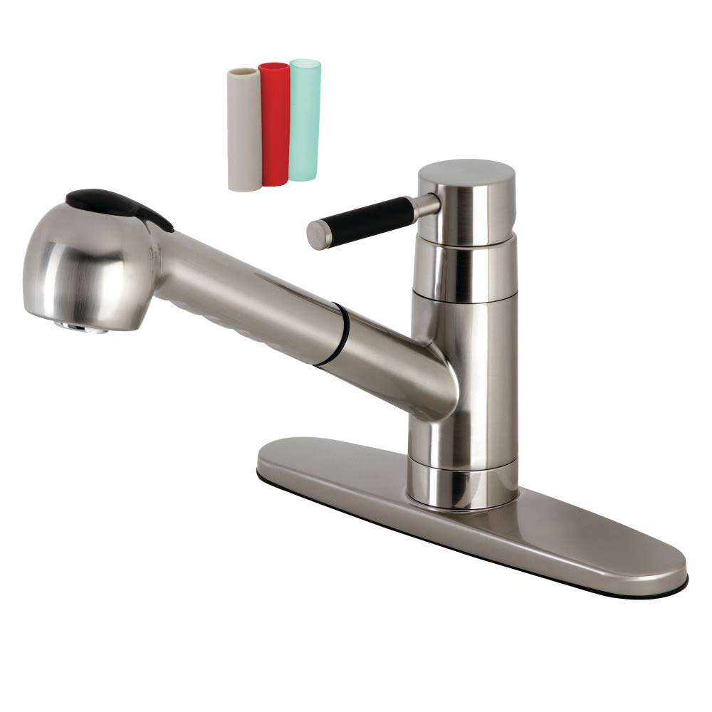 Kingston Brass GSC888DKLSP Kaiser Pull-Out Sprayer Kitchen Faucet in Brushed Nickel - Perfect for Modern Kitchens & Easy Dishwashing