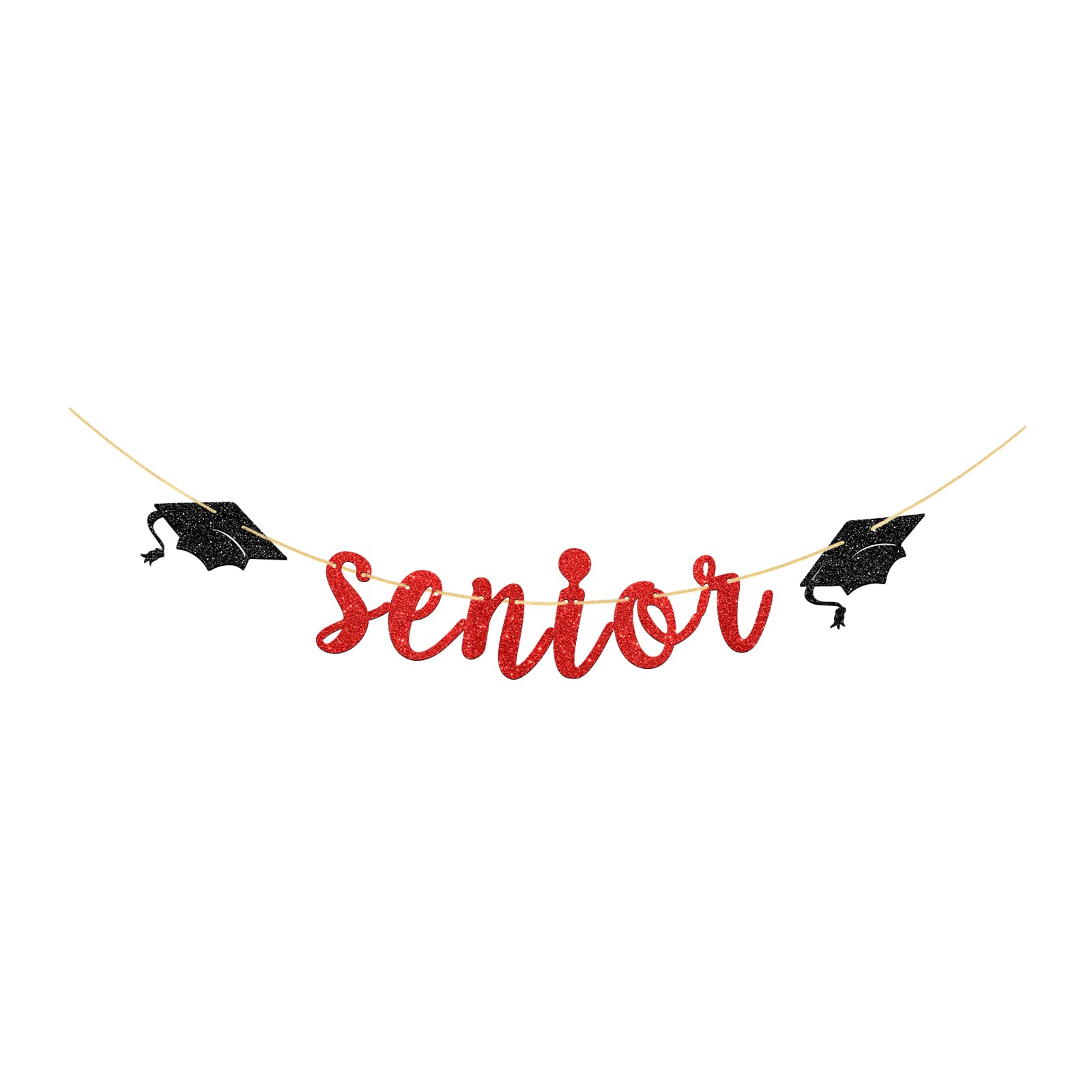 Red Glitter Senior Graduation Banner - Class of 2024 High School Party Decorations | Congrats Grad Bunting for School Graduation Ceremony & Celebration - Perfect for Wall Decor, Photo Backdrops, and Commencement Parties