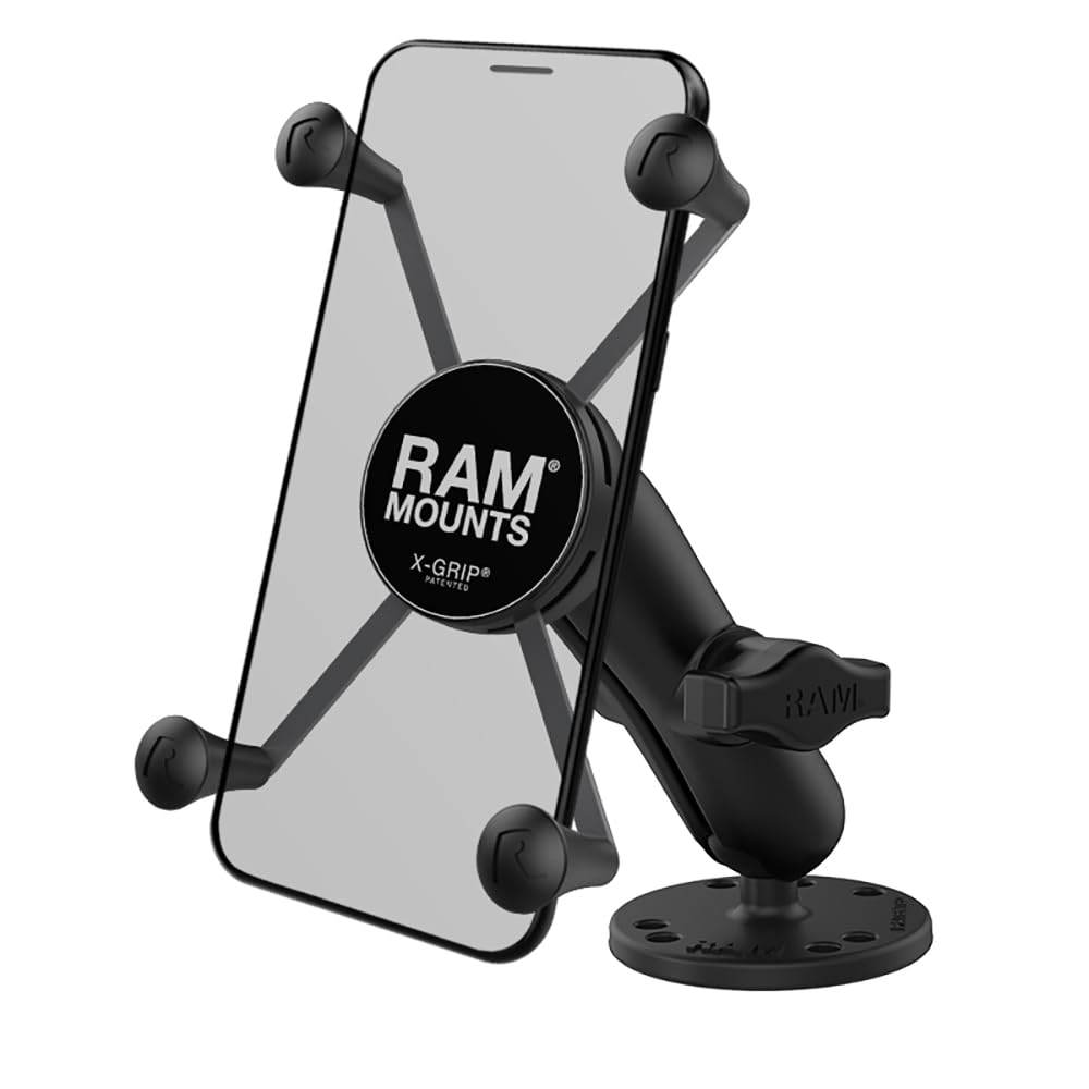 RAM MOUNTS X-Grip Large Phone Mount with Drill-Down Base & Medium Arm RAM-B-138-UN10 - Secure Phone Holder for Motorcycles, Cars, and Boats