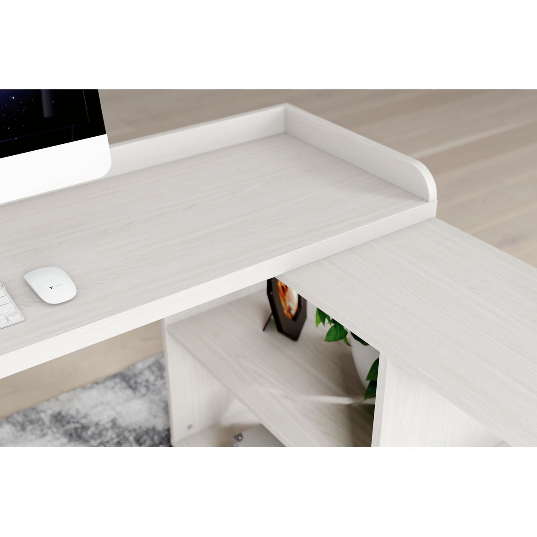 Bayflynn L-Shaped Computer Desk - White & Black Home Office Desk for Small Spaces, Gaming & Workstation Setup