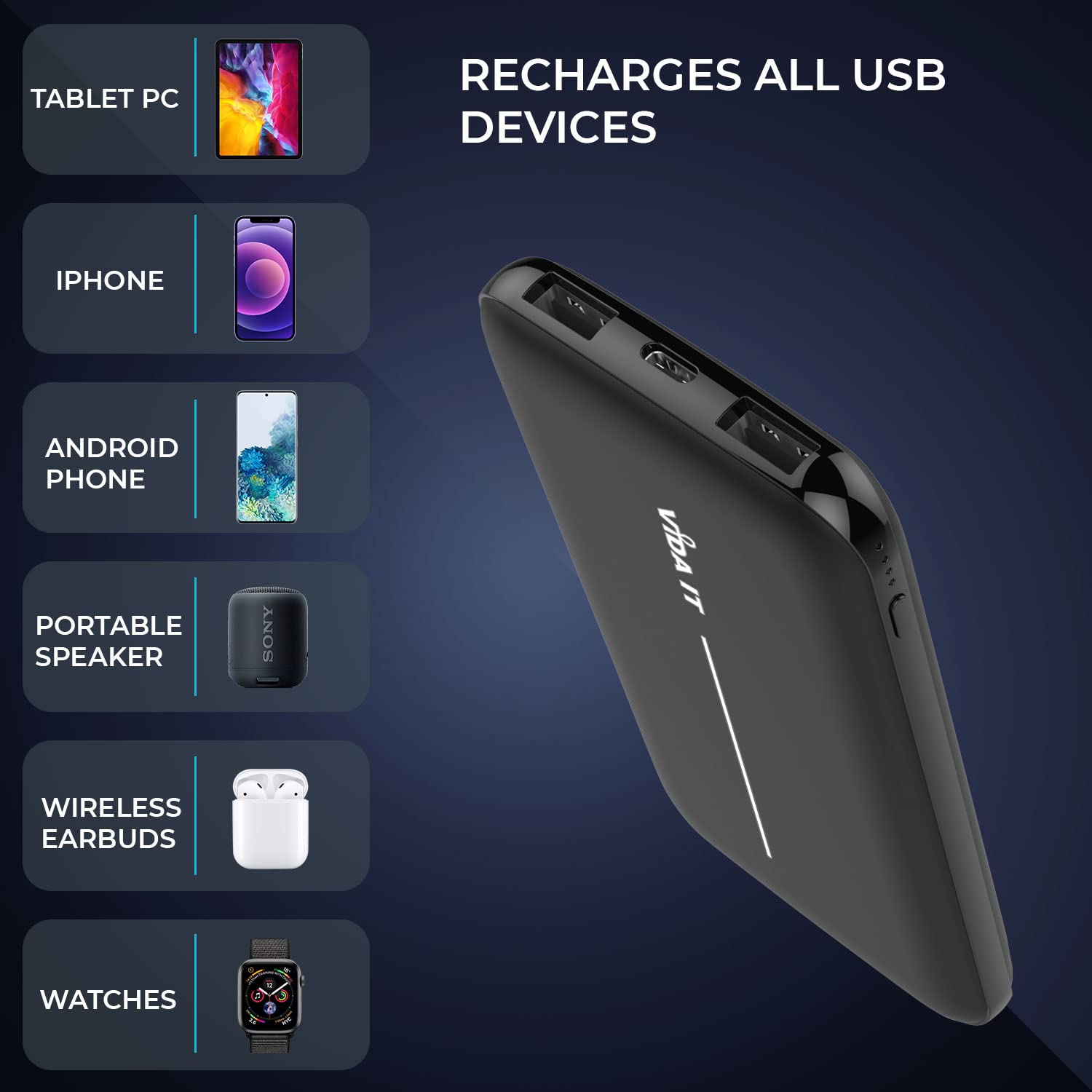 10000mAh Slim Power Bank for Heated Clothing - USB 5V 2A Portable Charger for iPhone, Samsung & USB-C Devices | Lightweight Battery Pack for Heated Hoodies, Vests & Jackets | Perfect for Outdoor Activities, Winter Sports & Travel
