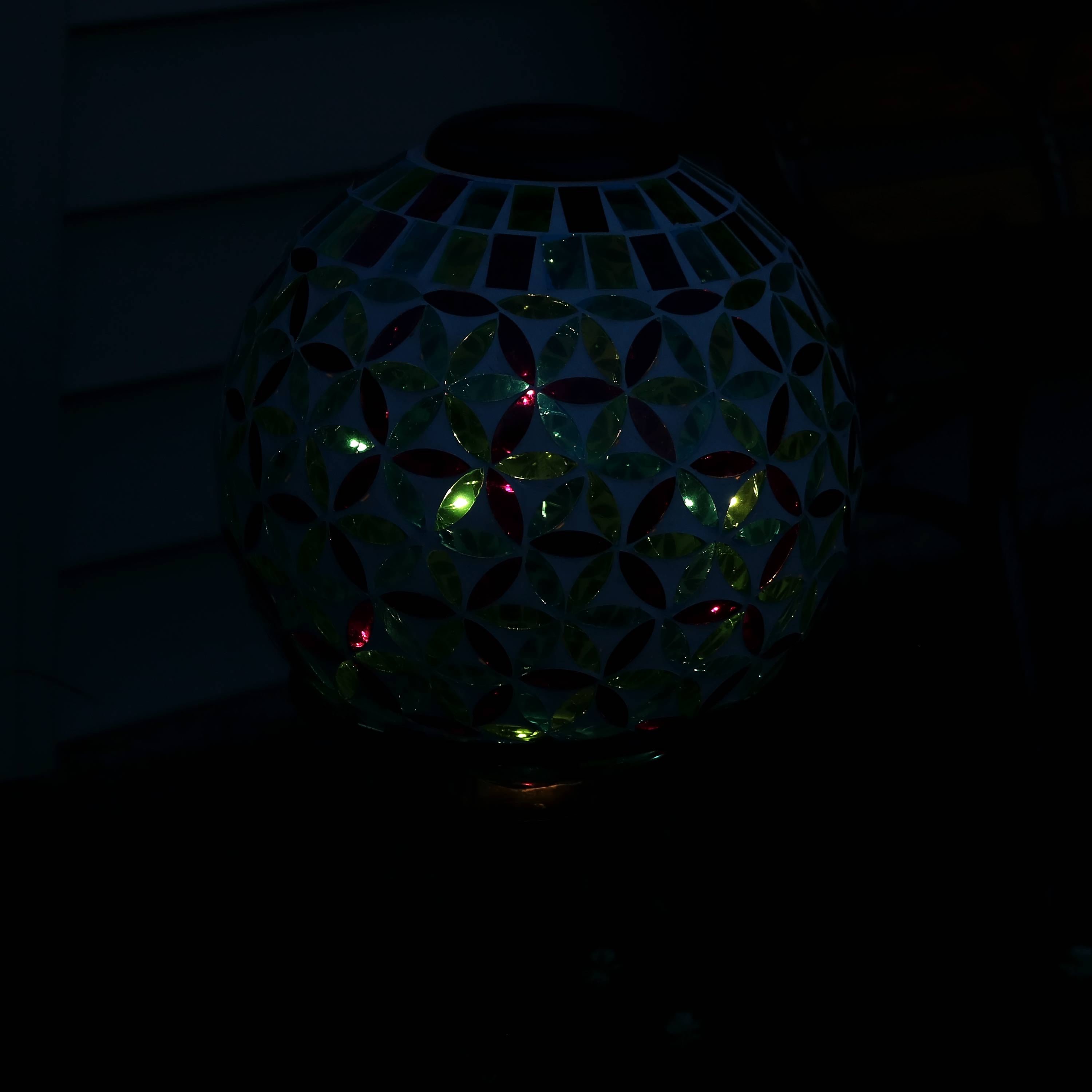Sunnydaze 10-Inch Glass Mosaic Solar Garden Gazing Globe - Decorative Outdoor Sphere for Garden, Patio, Yard & Landscape Decor | Solar-Powered Light for Nighttime Ambiance