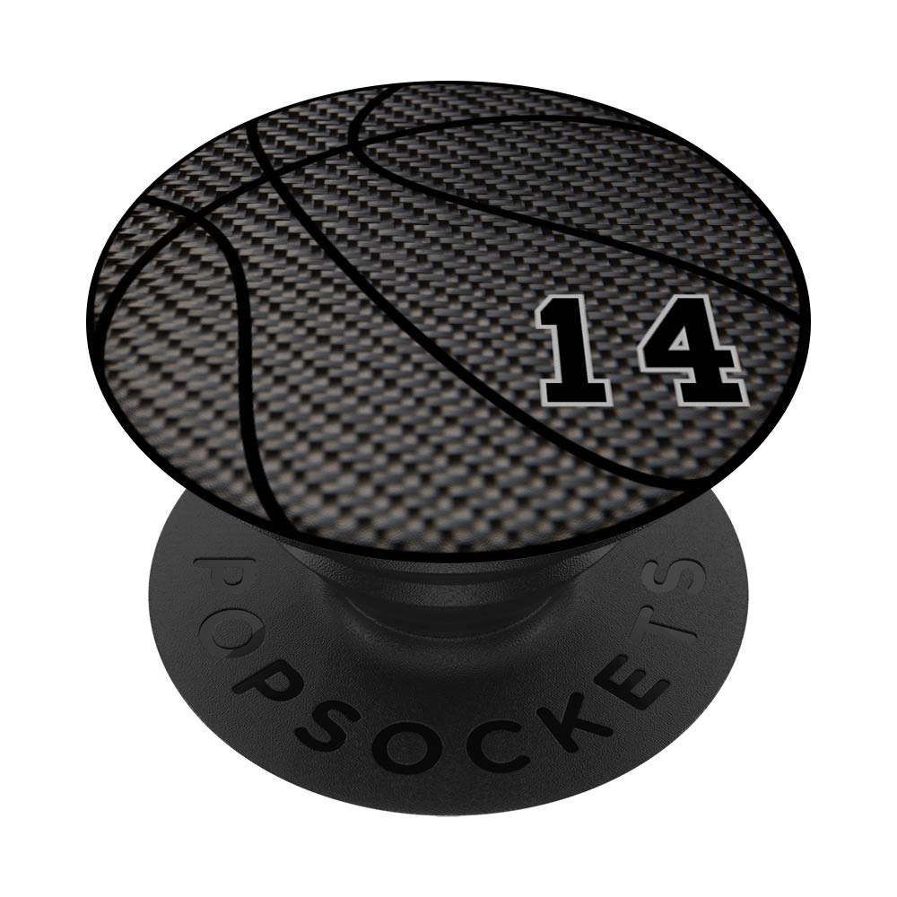 Basketball Number 14 Black Phone Stand for Men - Durable Sports-Themed Phone Holder for iPhone & Android - Perfect for Office, Car, and Home Use