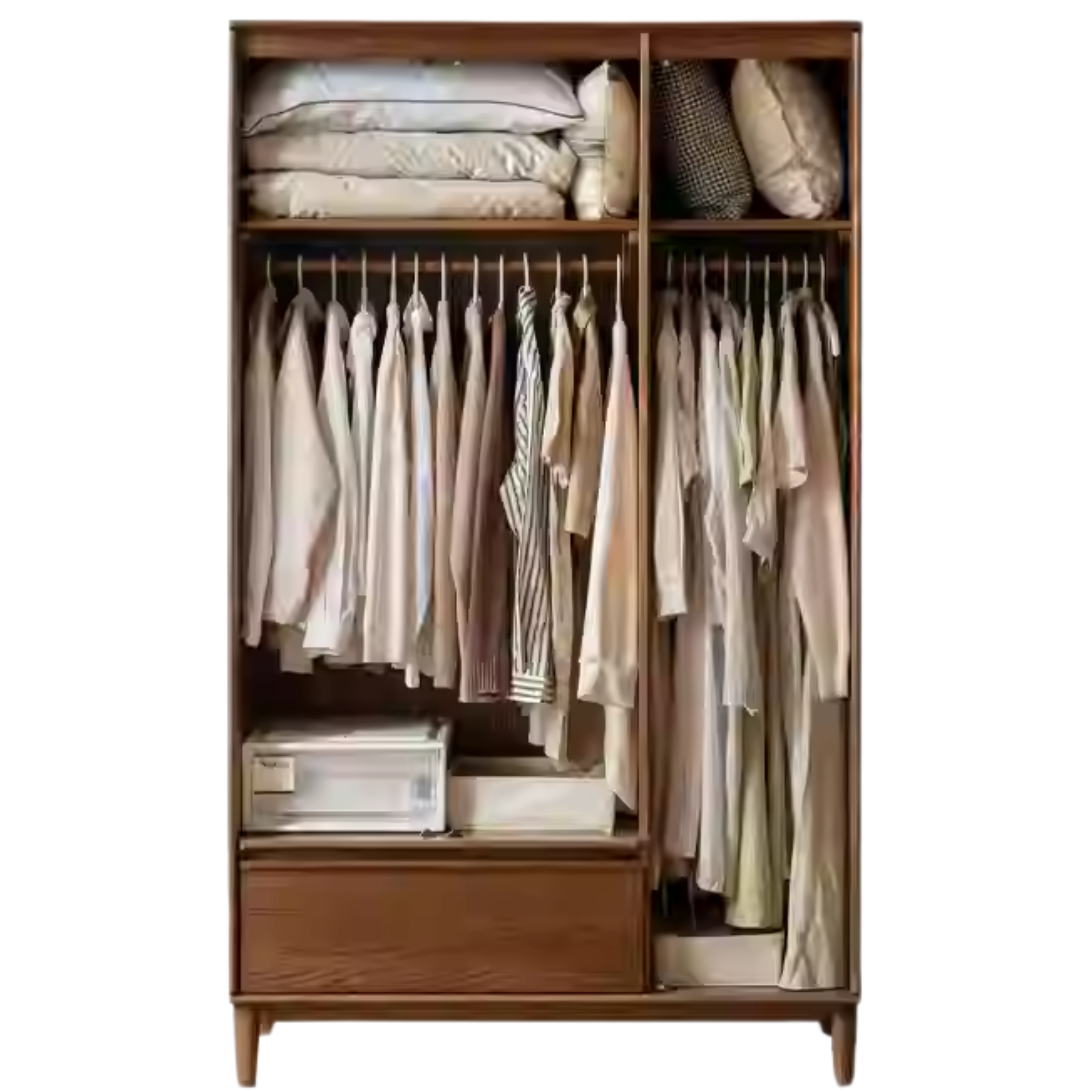 46.6x22.4x78.7 inch / 118.6x57x200 cm / Walnut Color / Three door wardrobe