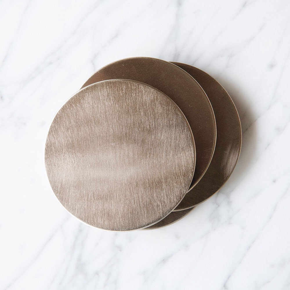 Premium Nickel Plated Coaster Set of 6 - Rustproof Drink Coasters for Coffee, Wine & Beer - Elegant Home Bar & Dining Table Accessories
