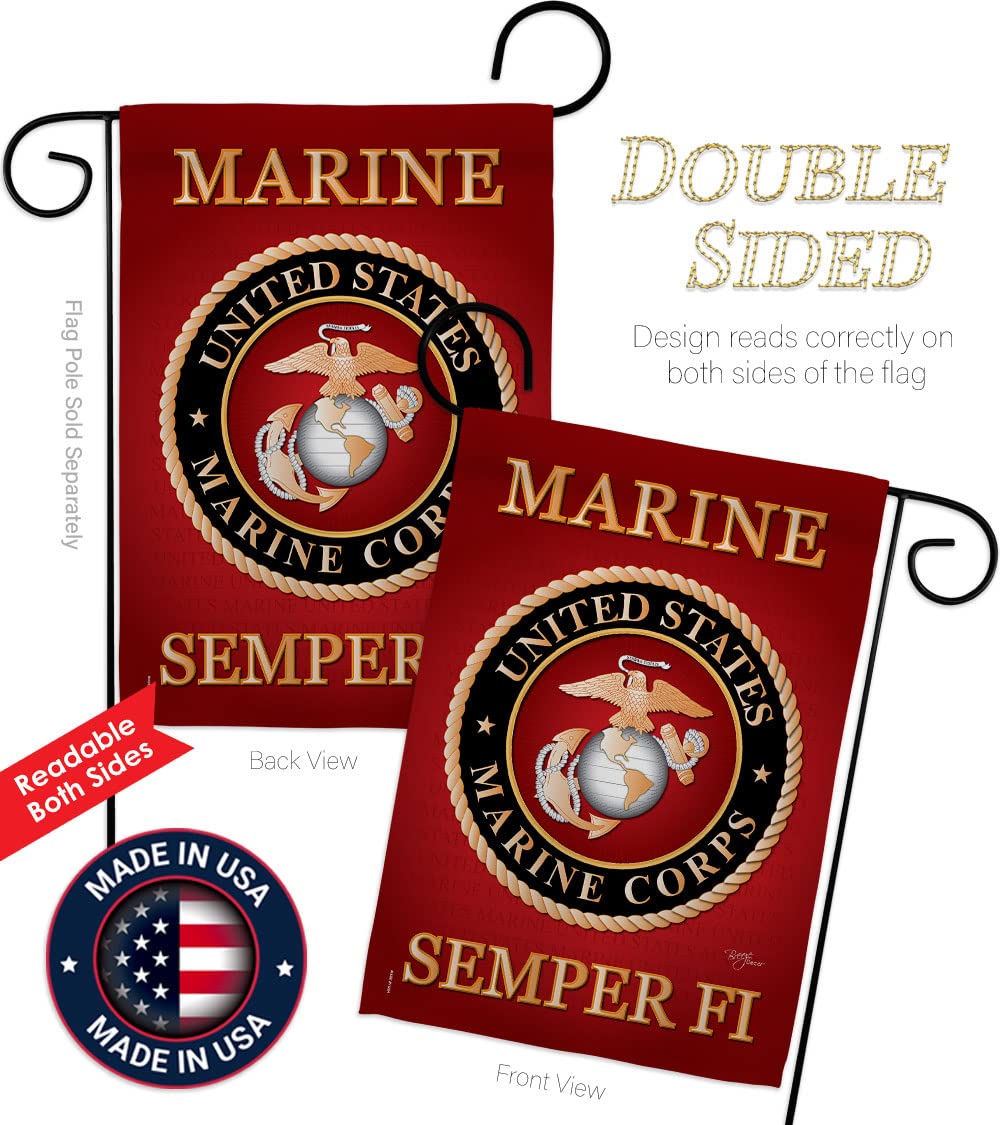 USMC Semper Fi Garden Flag Set - Double-Sided Military Yard Decor for Veterans