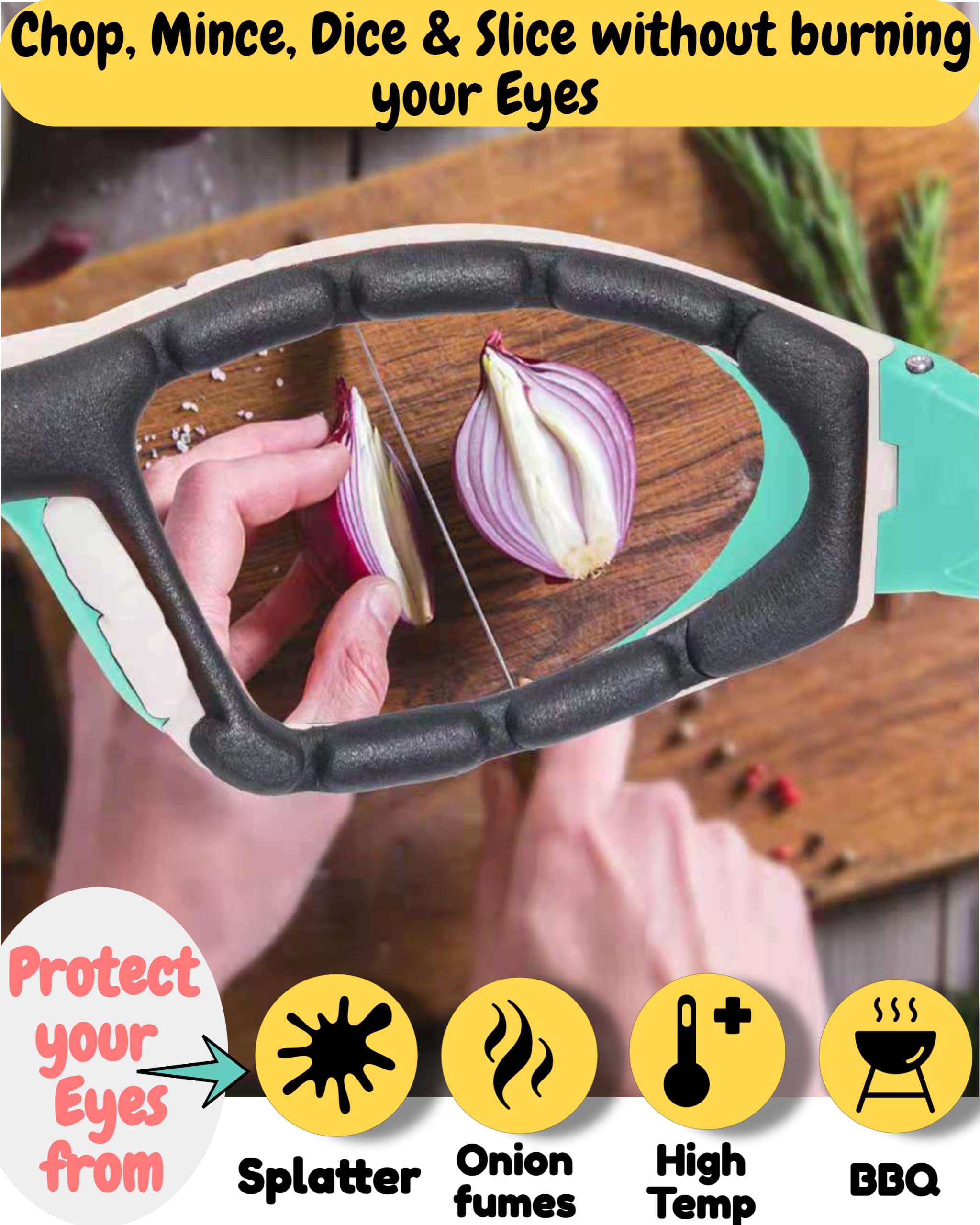 Onion Goggles for Cooking - Anti Fog & Scratch Resistant Kitchen Safety Glasses for Chopping, Cutting, Grilling (Perfect for Meal Prep, BBQ & Tear-Free Cooking)