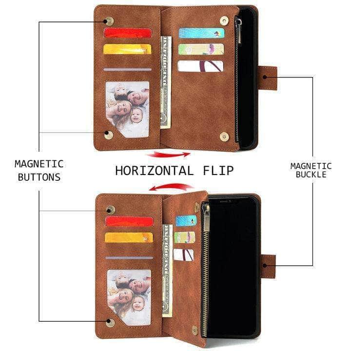 Premium Multifunction Leather Wallet with Zipper for Samsung Galaxy S21 - RFID Blocking, Card Slots & Phone Protection - Perfect for Travel, Work & Everyday Use