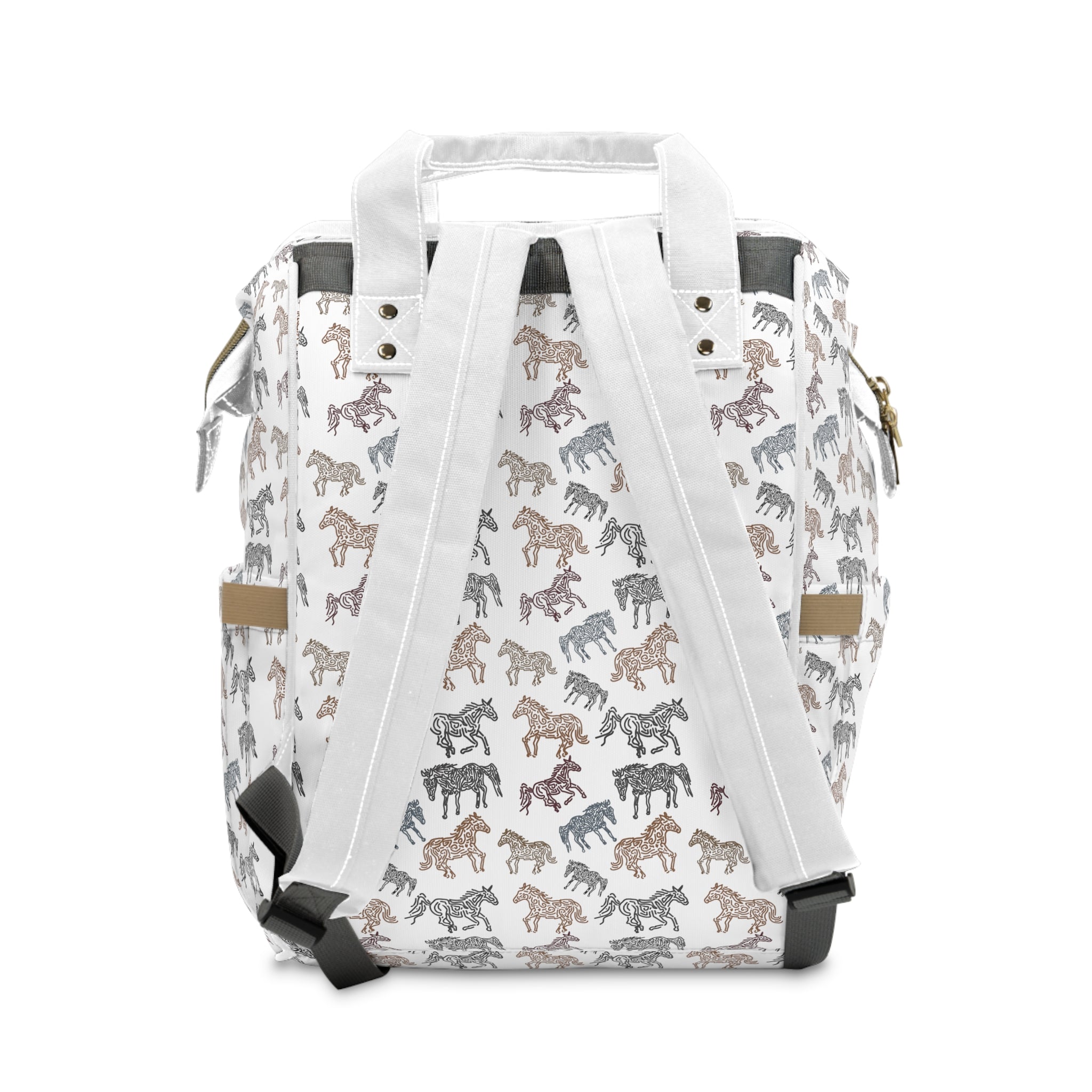 Galloping Horses Multifunctional Diaper Backpack for Moms - Large Baby Bag with Insulated Bottle Pockets & Changing Station - Perfect for Travel, Daycare & On-the-Go Parenting