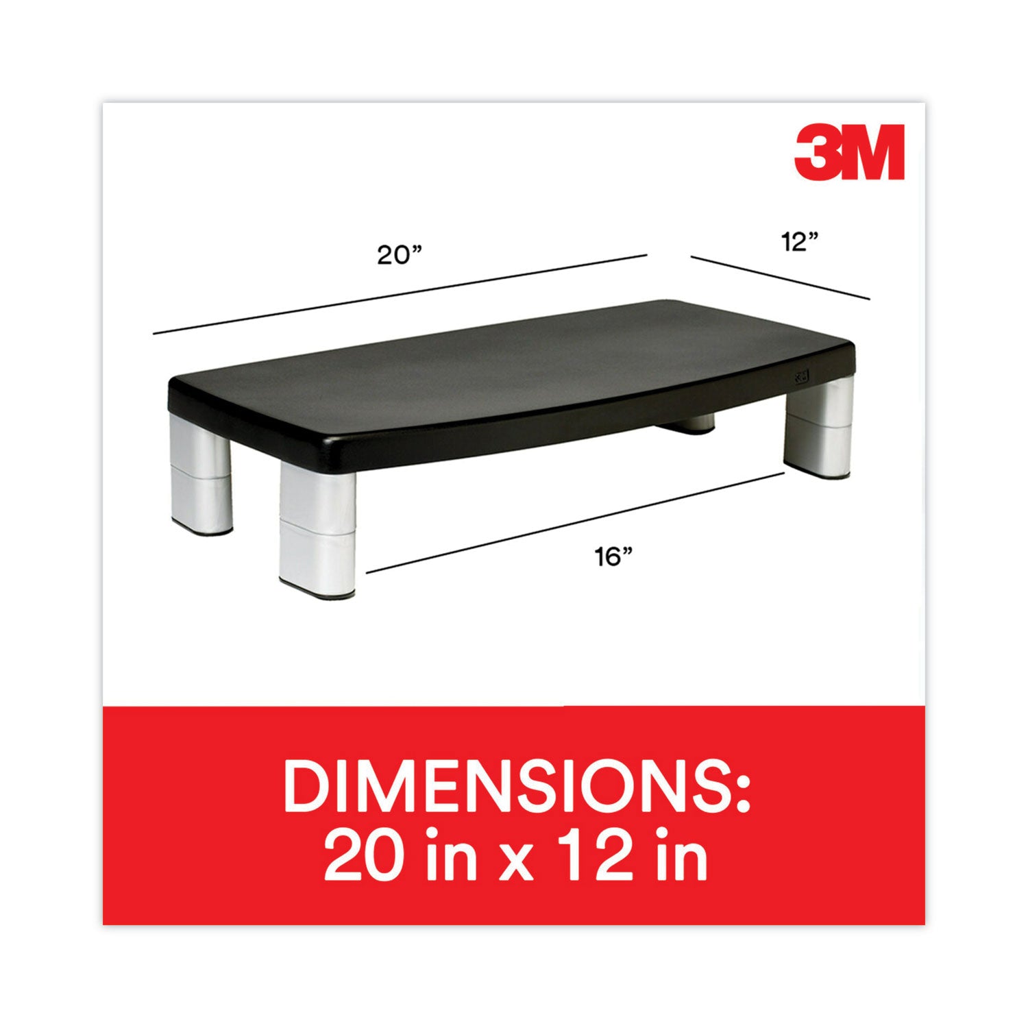 3M™ Extra Wide Adjustable Monitor Stand - 20