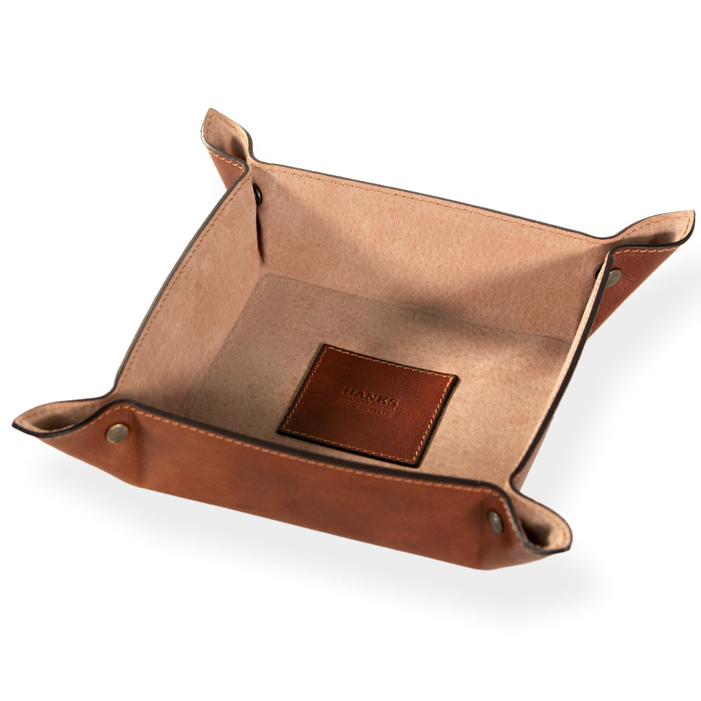 Italian Leather Valet Tray - Large Size for Jewelry, Watches & Keys - Perfect for Dresser Top, Nightstand & Entryway Organization