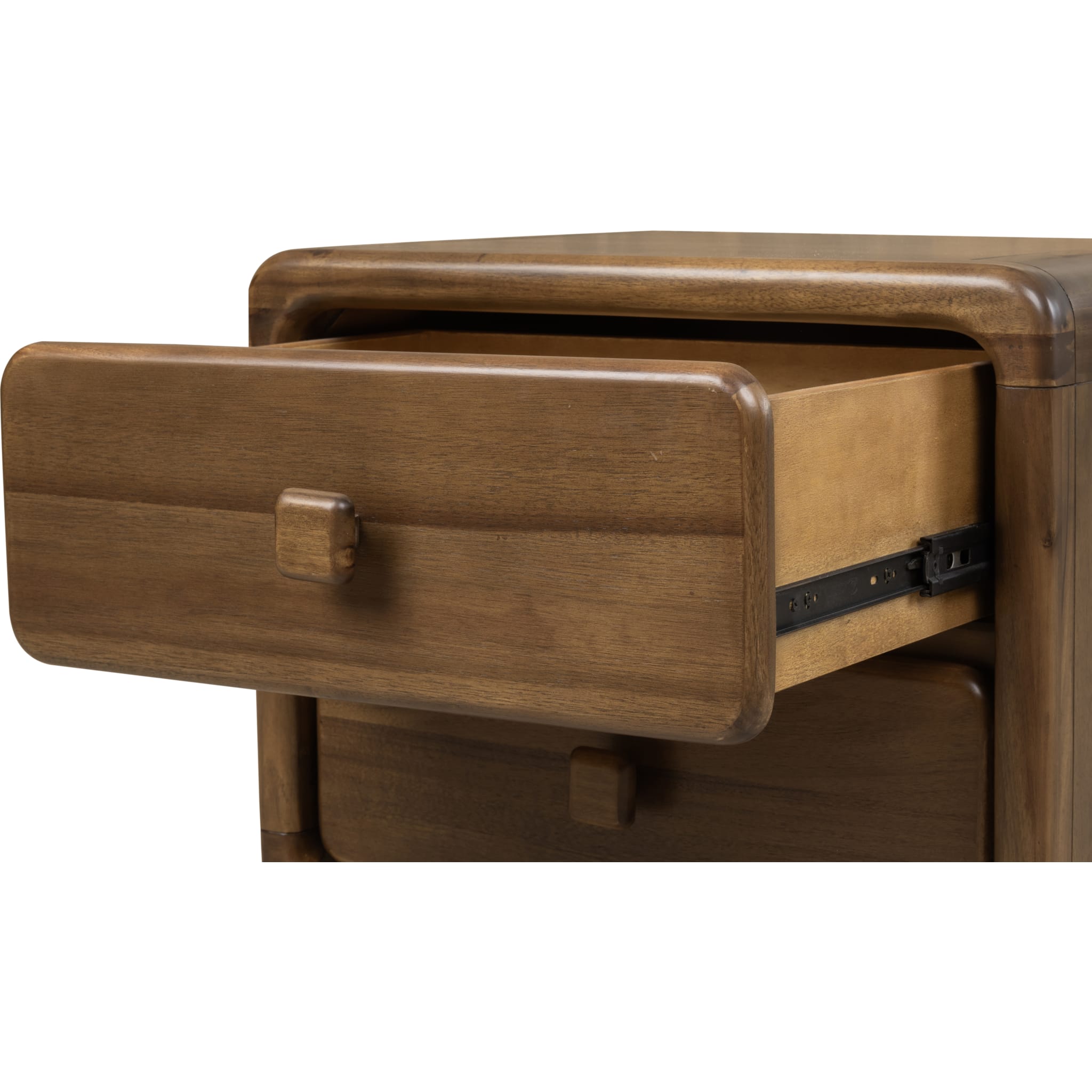 Boka Two Drawer Acacia Wood Nightstand in Impala Finish - Solid Wood Bedside Table for Bedroom, Living Room & Guest Room