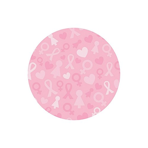 **InterestPrint Pink Ribbon Non-Slip Rubber Mouse Pad - Breast Cancer Awareness Round Laptop Mouse Mat for Office, Gaming & Home Use**
