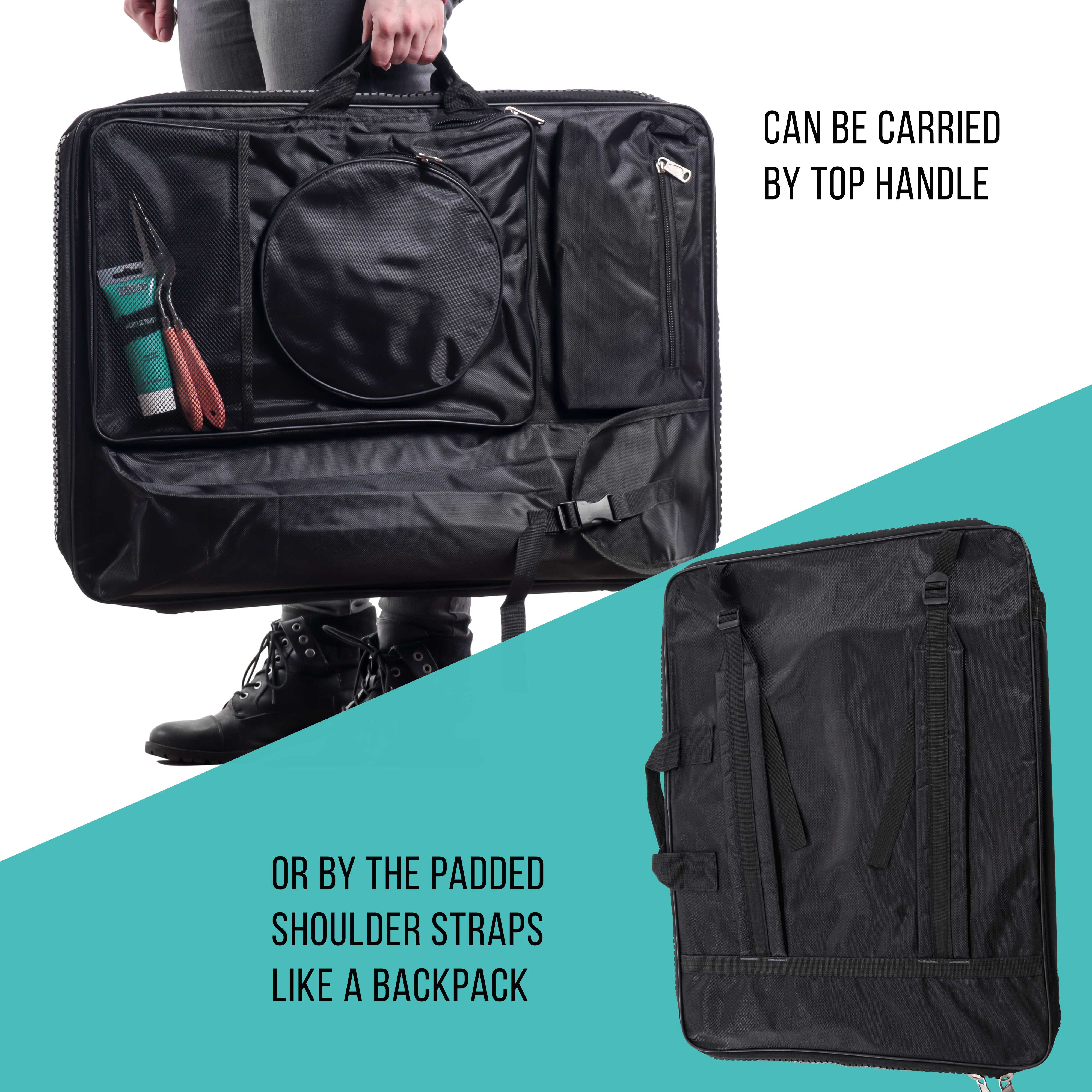 Black Nylon Art Portfolio Carry Backpack Bag - 25.5