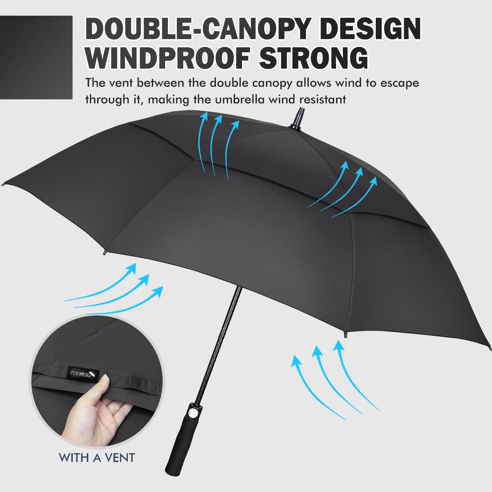 ZOMAKE Large Golf Umbrella 51/54/62/68 Inch - Windproof Automatic Open Double Canopy Golf Umbrella for Men & Women - Perfect for Golf, Beach, Outdoor Events and Heavy Rain Protection