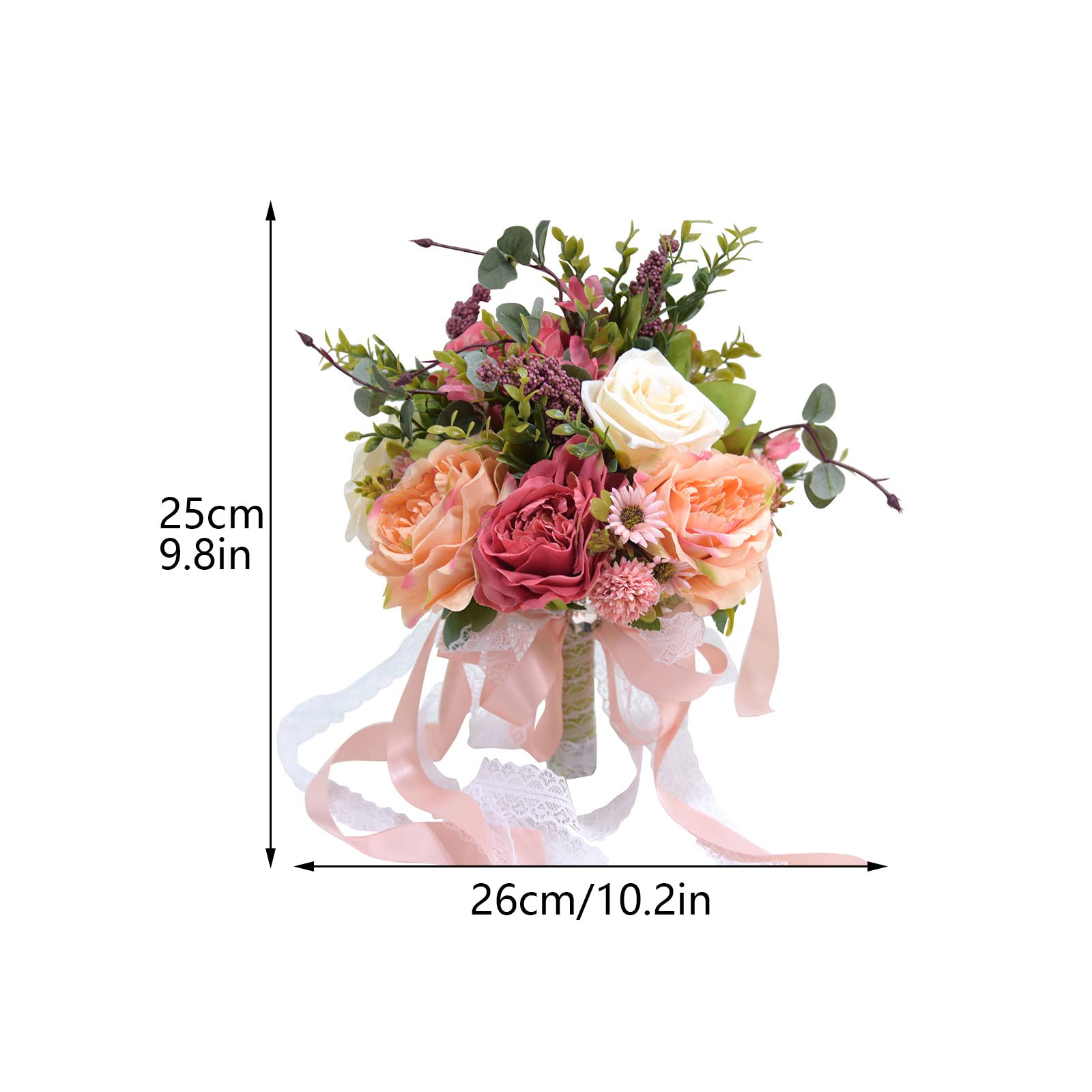 Romantic Artificial Rose Wedding Bouquet - Bridal Flowers for Bride & Bridesmaids, Quinceanera Bouquets, Home Decor - Perfect for Weddings, Anniversaries & Special Events
