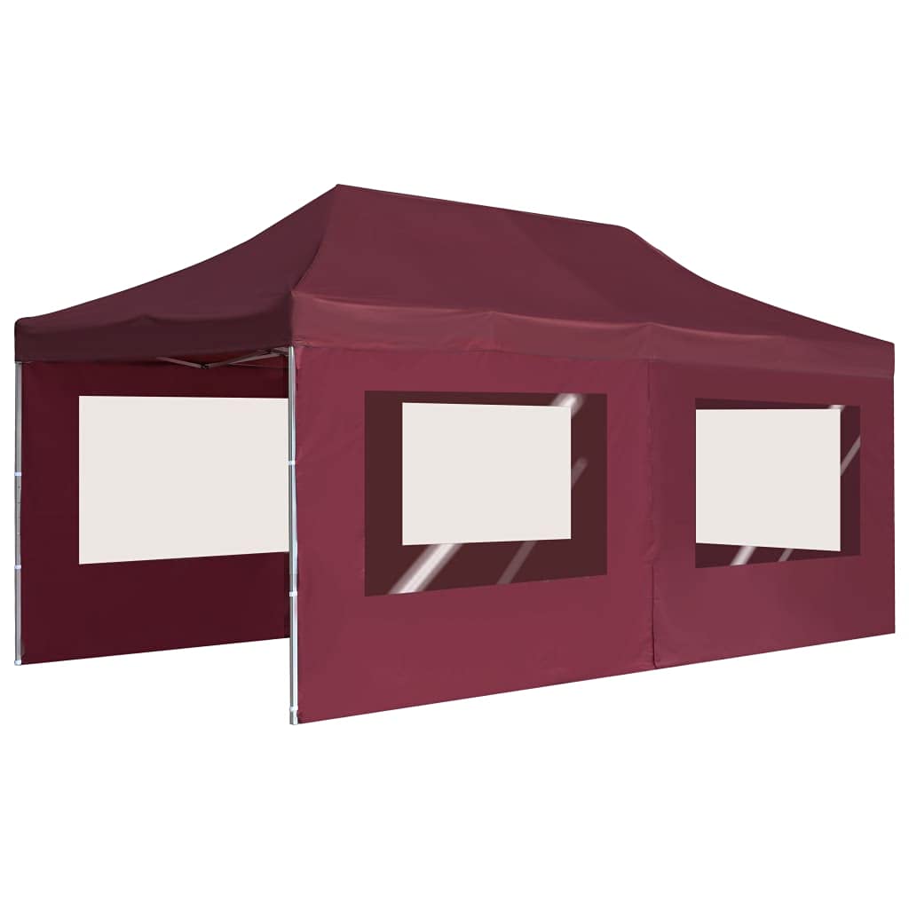 Professional 20x10ft Folding Party Tent with Walls - Aluminum Frame, Wine Red, Waterproof & UV Resistant - Outdoor Commercial Instant Gazebo for Events, Weddings, Beach Canopy, Camping & Backyard Parties
