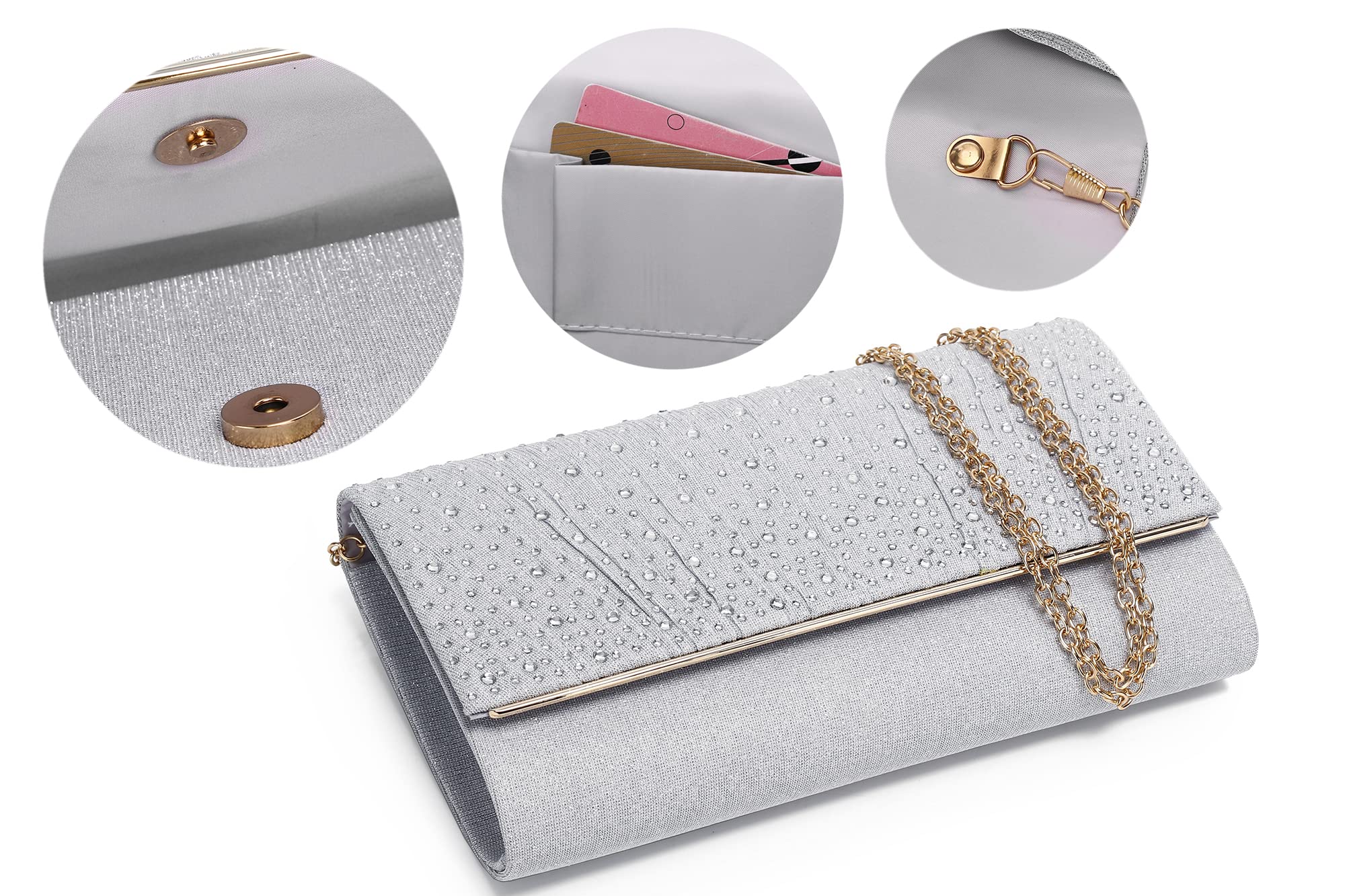Sparkling Rhinestone Clutch Purse for Women - Elegant Evening Bag for Wedding, Prom, Party & Formal Events - Perfect Christmas Gift & Money Holder - Great for Date Nights, Galas and Special Occasions