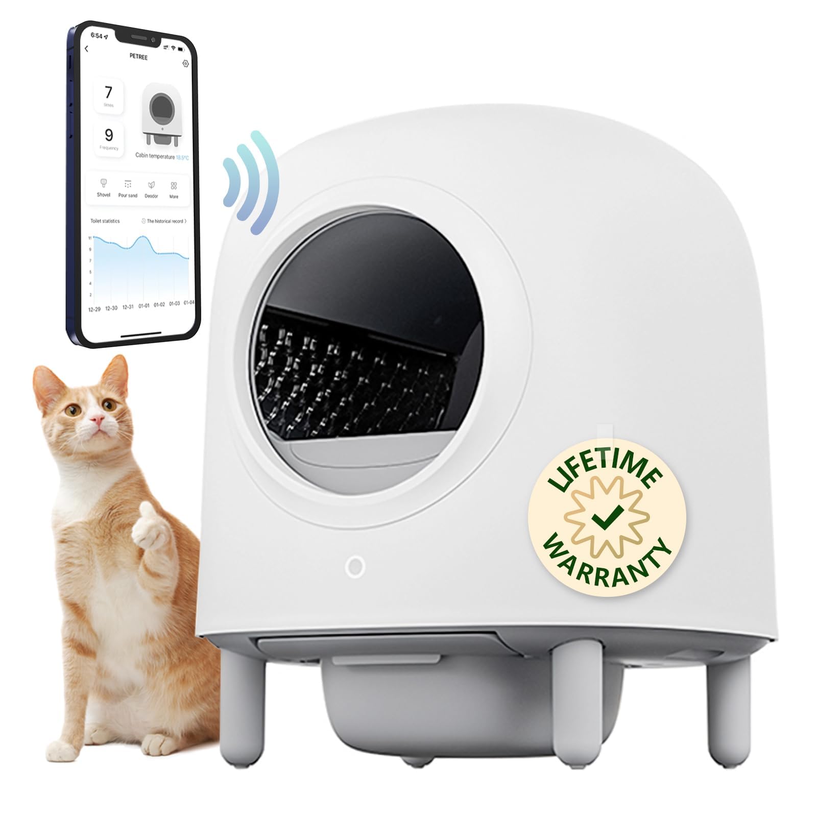Self Cleaning Cat Litter Box - Automatic APP Controlled Litter Box for Cats, Odor-Free & Low Maintenance, Perfect for Busy Pet Owners & Multi-Cat Homes (Ideal for Apartments & Small Spaces)