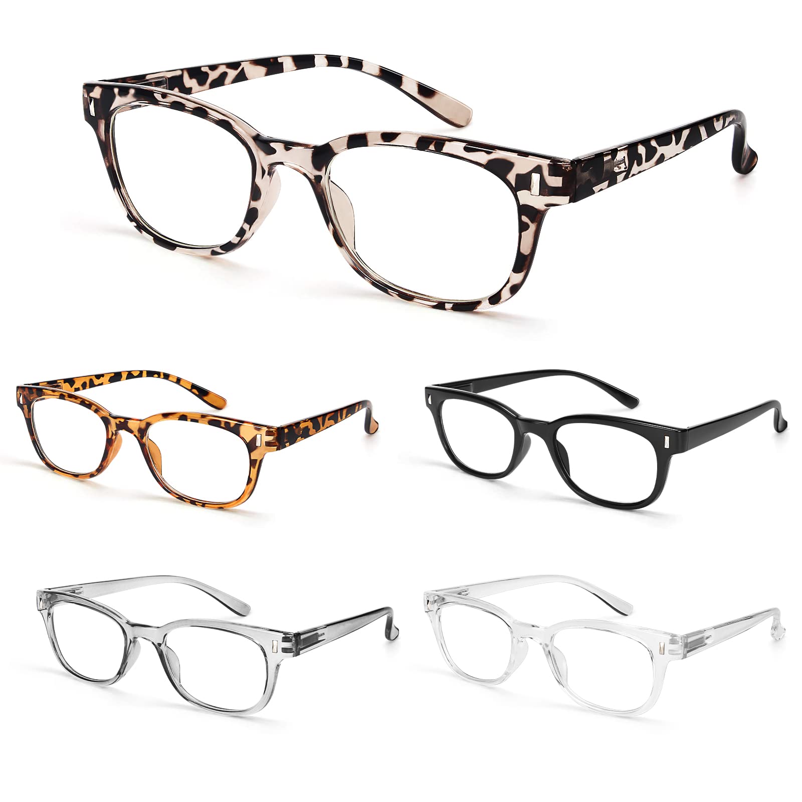 BLS BLUES Blue Light Blocking Reading Glasses for Women - 5 Pack Vintage Computer Glasses for Screen Time & Digital Eye Strain Relief - Perfect for Office Work, Gaming & Online Shopping