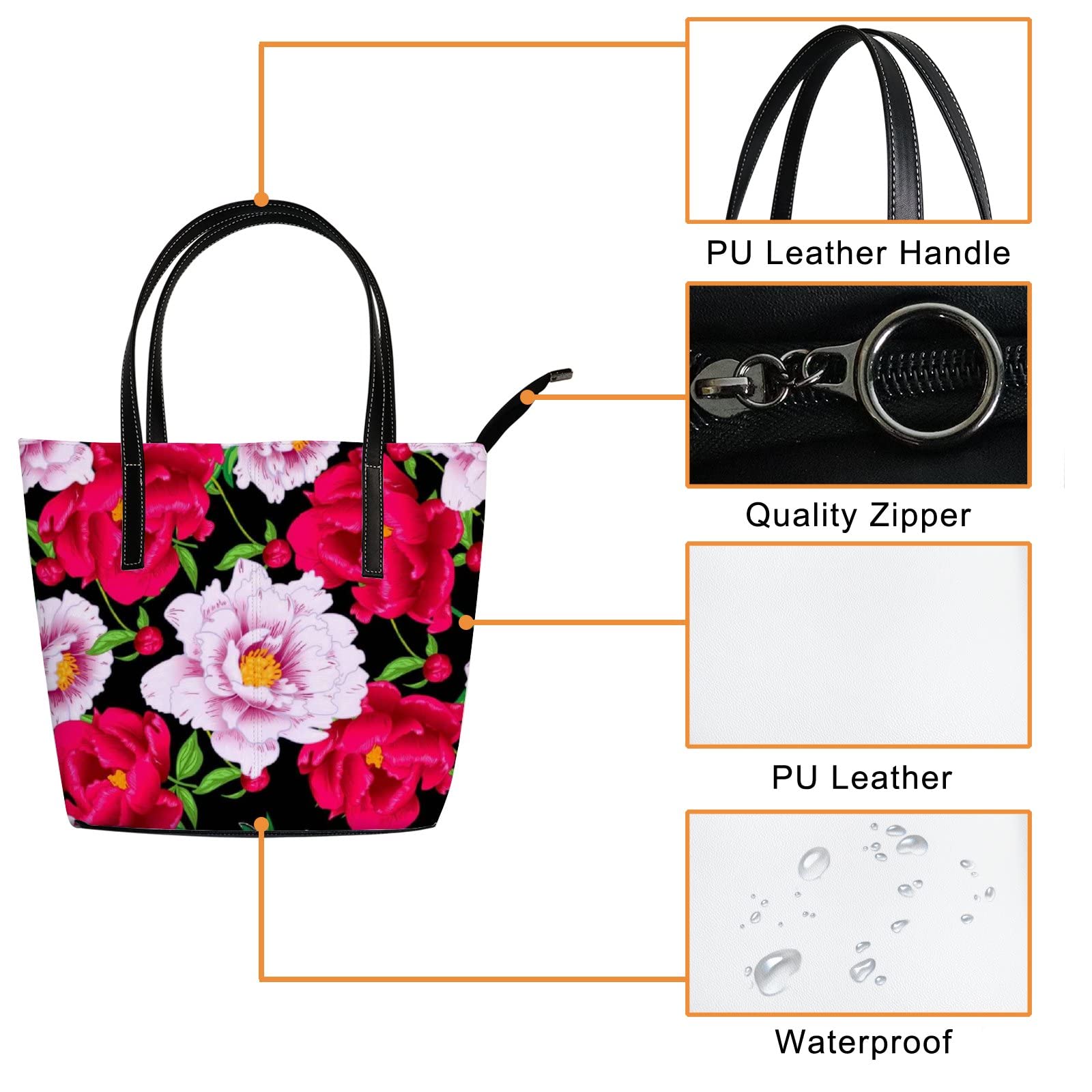 Leather Tote Bag for Women with Zipper - Work & Travel Essentials