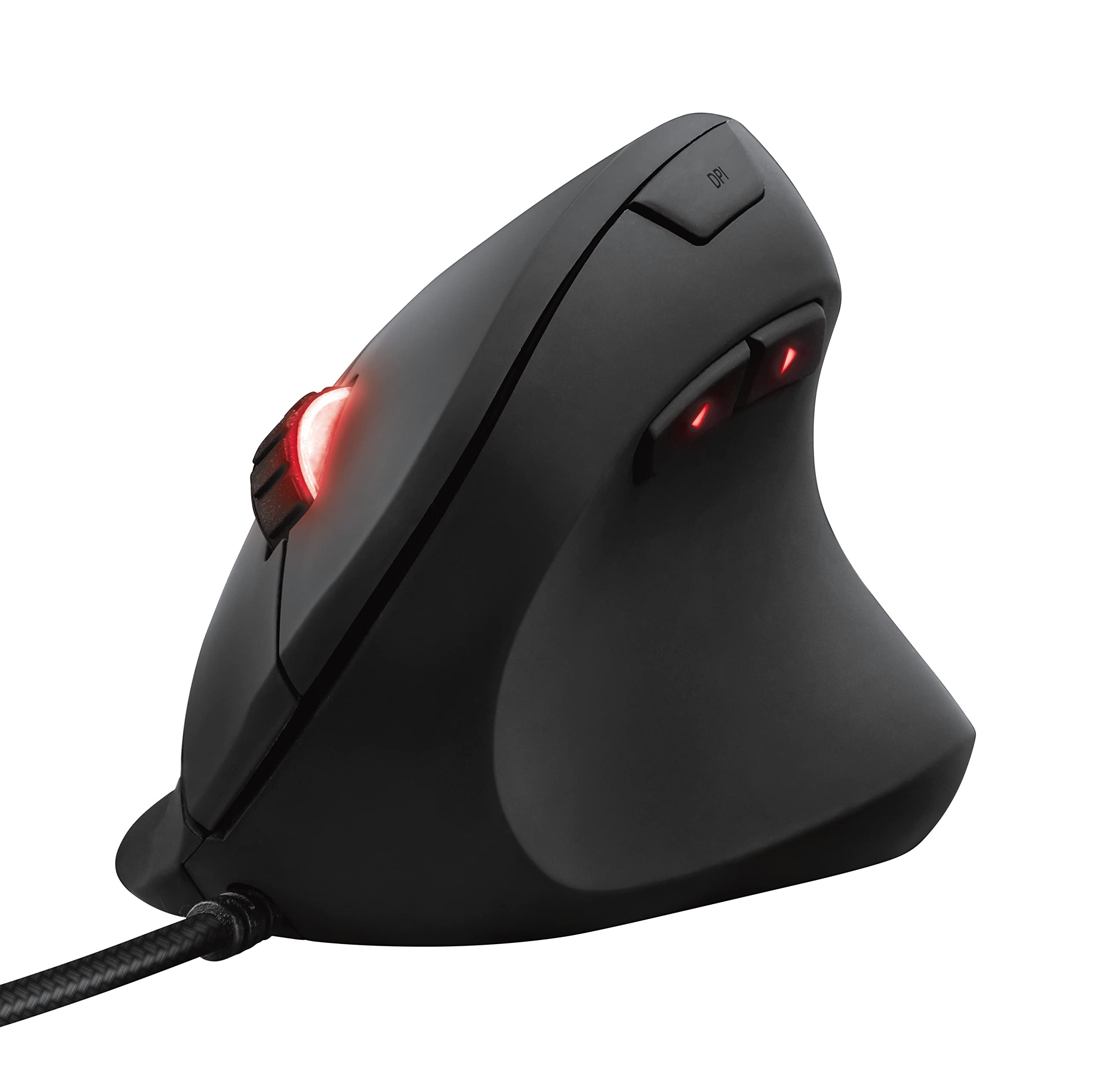 Trust GXT 144 Rexx Ergonomic Vertical Gaming Mouse - 10000 DPI Adjustable, 6 Programmable Buttons, RGB Lighting, Software Control for PC/Mac - Perfect for FPS, MMO Gaming & Office Work (Black)