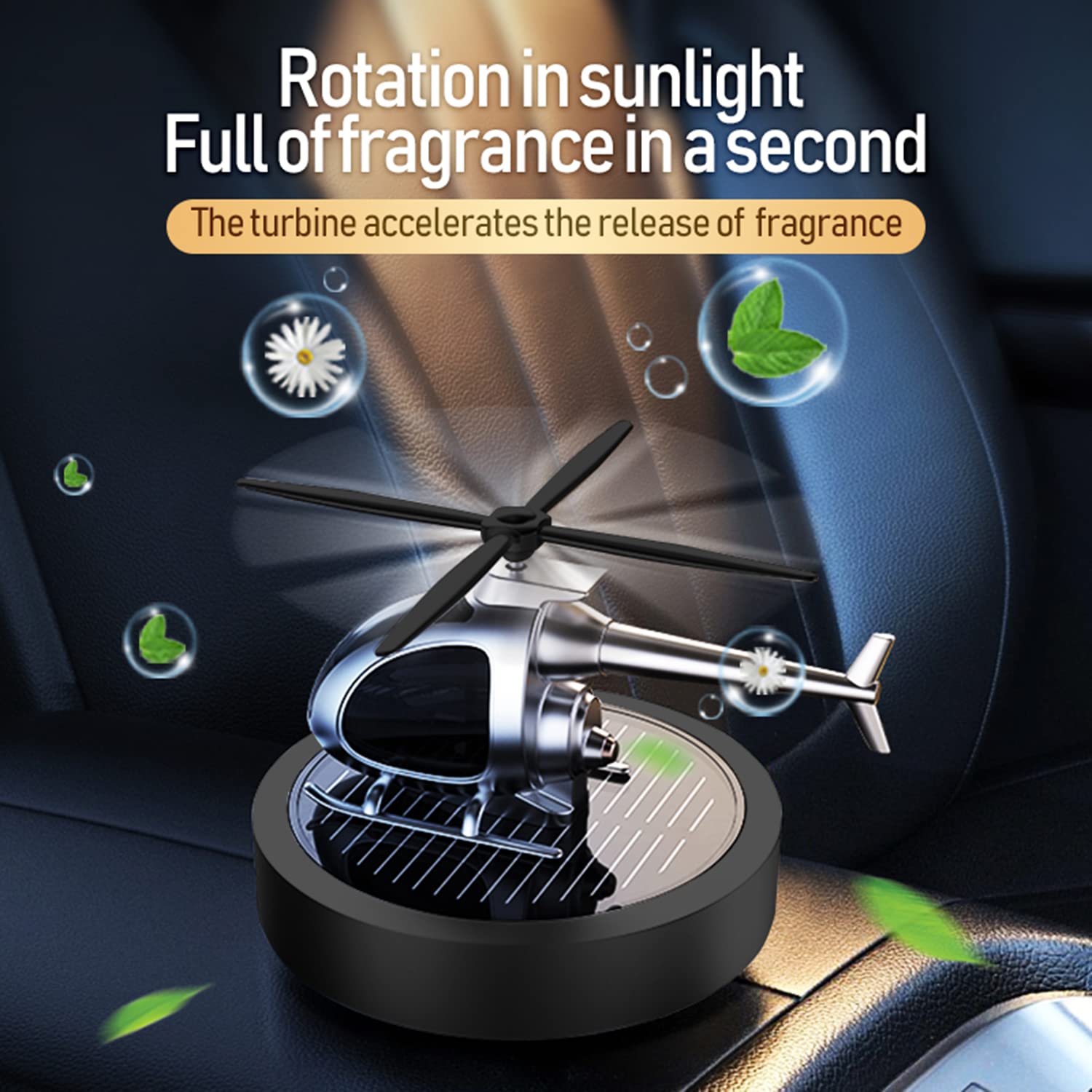 Kwak's Solar Powered Car Air Freshener - Rotating Airplane Essential Oil Diffuser with Solar Panel, Red Car Interior Accessories & Decoration for Home, Office, and Travel Use