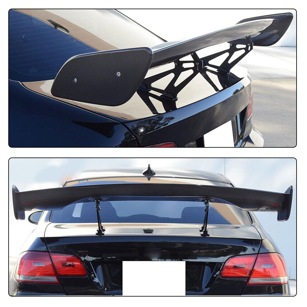 47 Inch Universal GT Wing Rear Trunk Spoiler - Carbon Fiber Look Car Spoiler for Enhanced Style & Aerodynamics | Perfect for Sports Cars, Tuners & Performance Vehicles