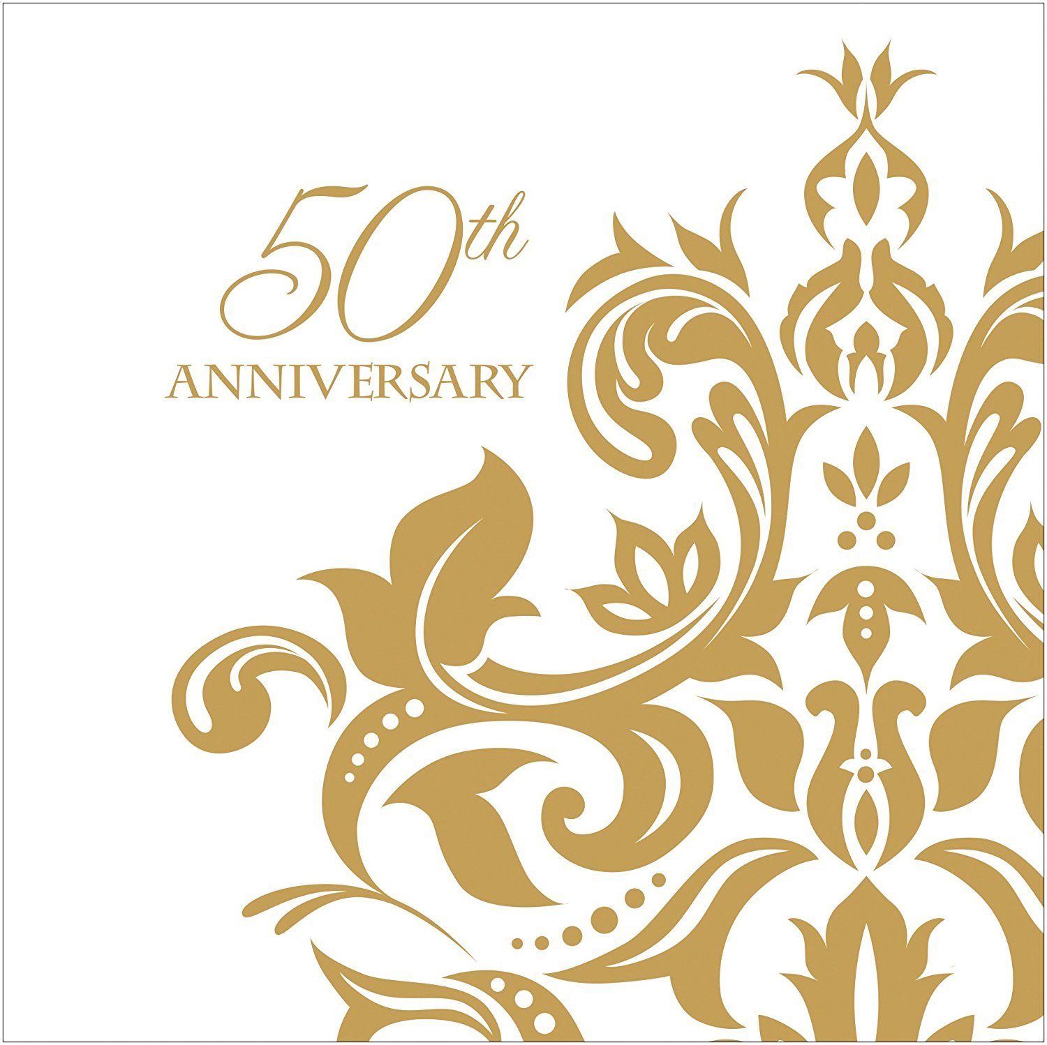 100-Pack Premium 3-Ply 50th Anniversary Napkins - Elegant White & Gold Wedding Party Favors, Beverage Napkins for Anniversary Celebrations, Bridal Showers & Formal Events