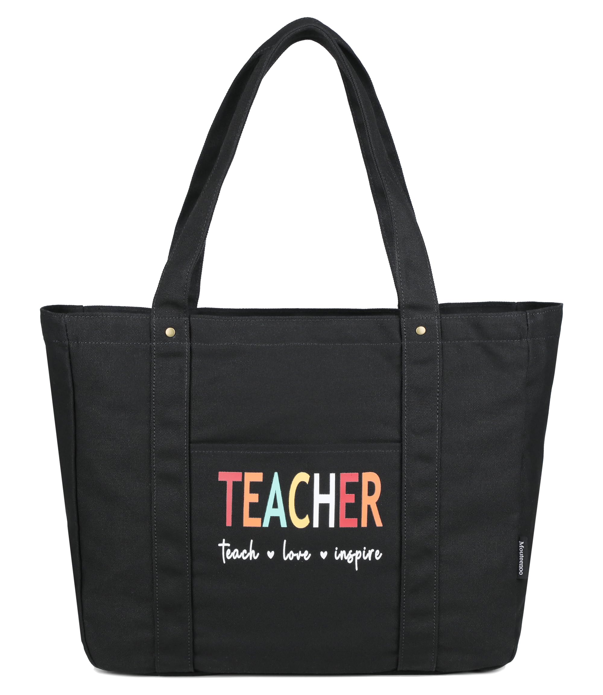 Stylish Mouteenoo Teacher Tote Bag for Women - Zipper Closure & Laptop Compartment - Durable Canvas Shoulder Bag - Perfect Teacher Appreciation Gift - Great for School, Work & Travel